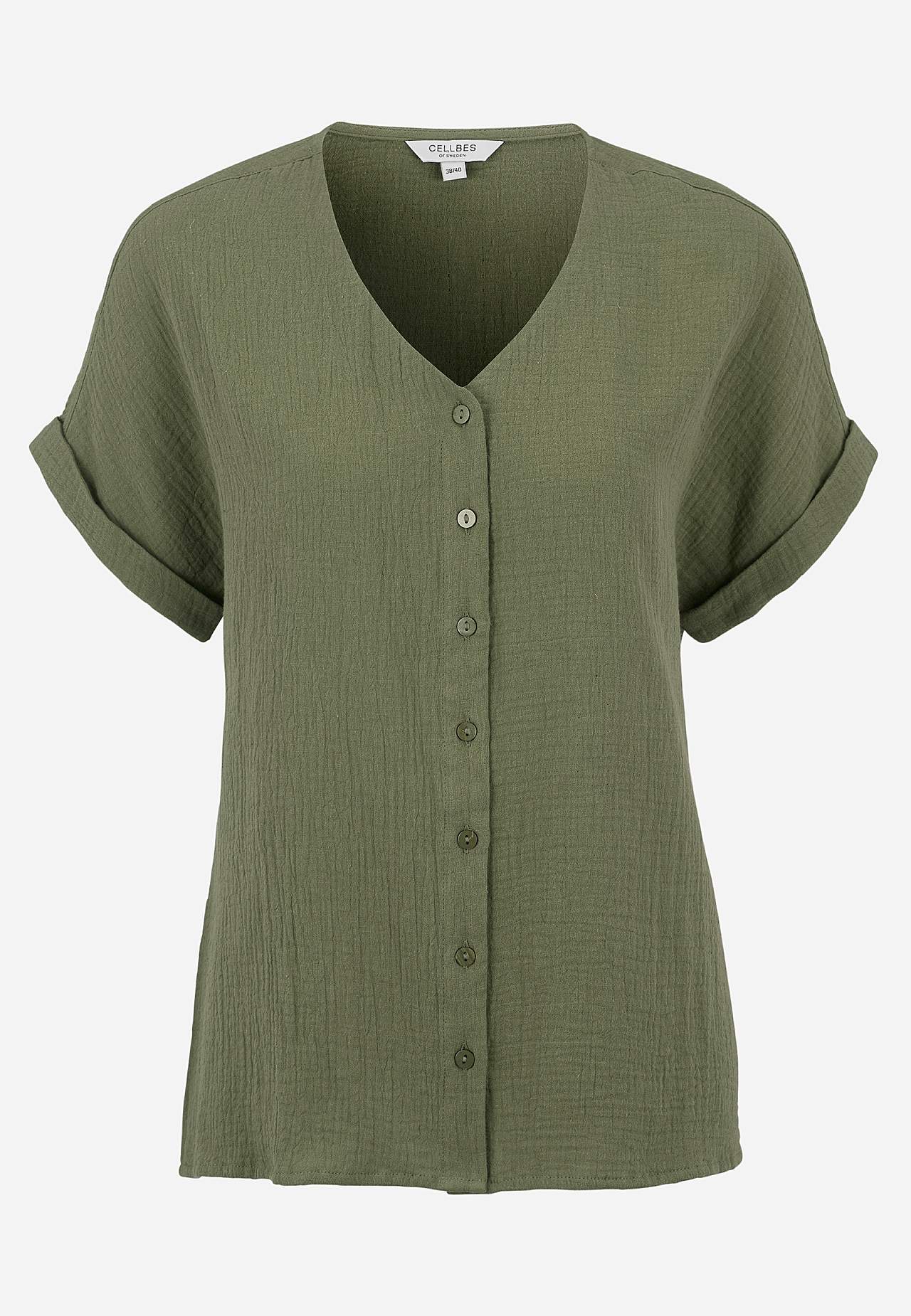 Katoenen blouse met korte mouwen