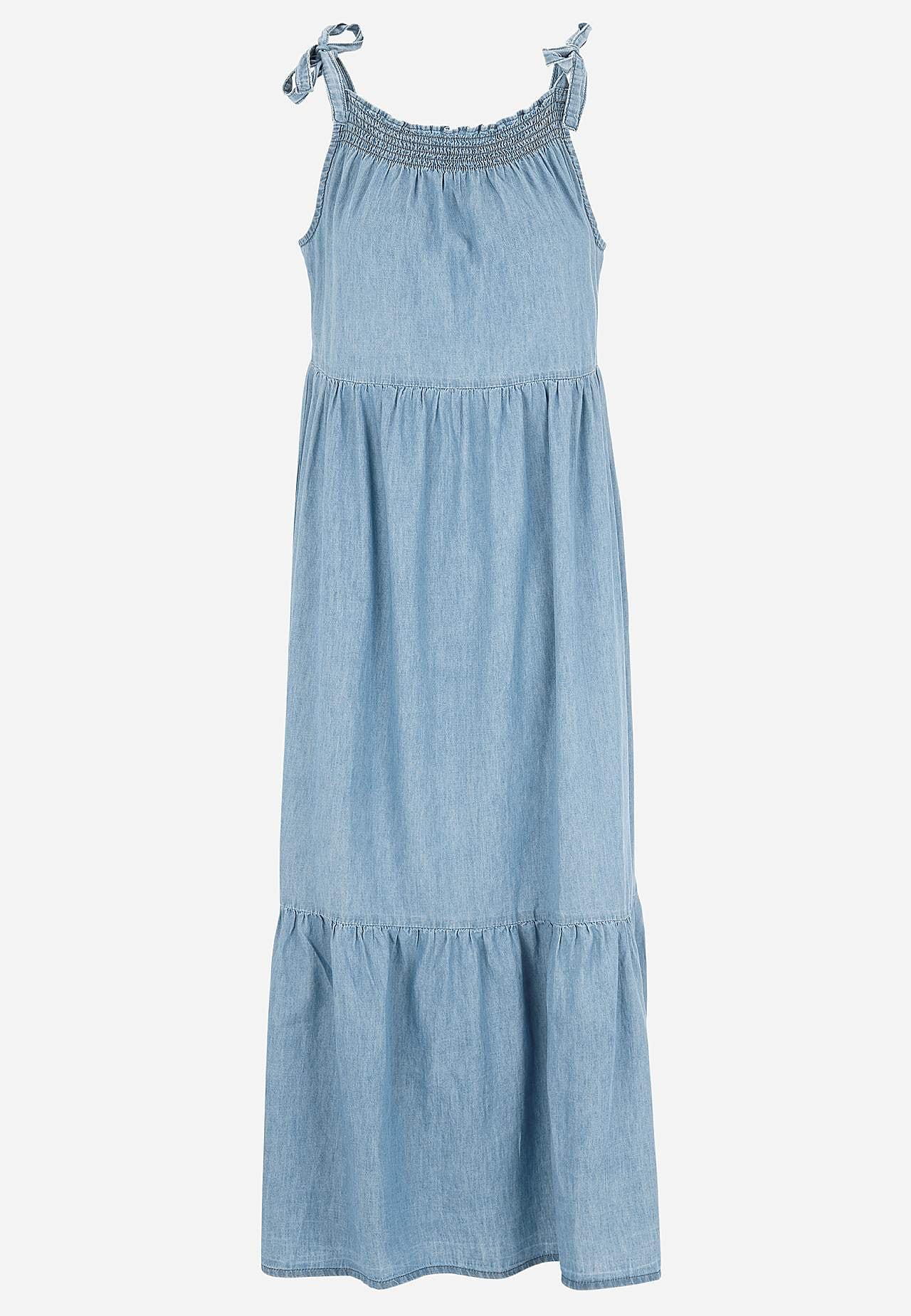 Zachte denim jurk met dasriem