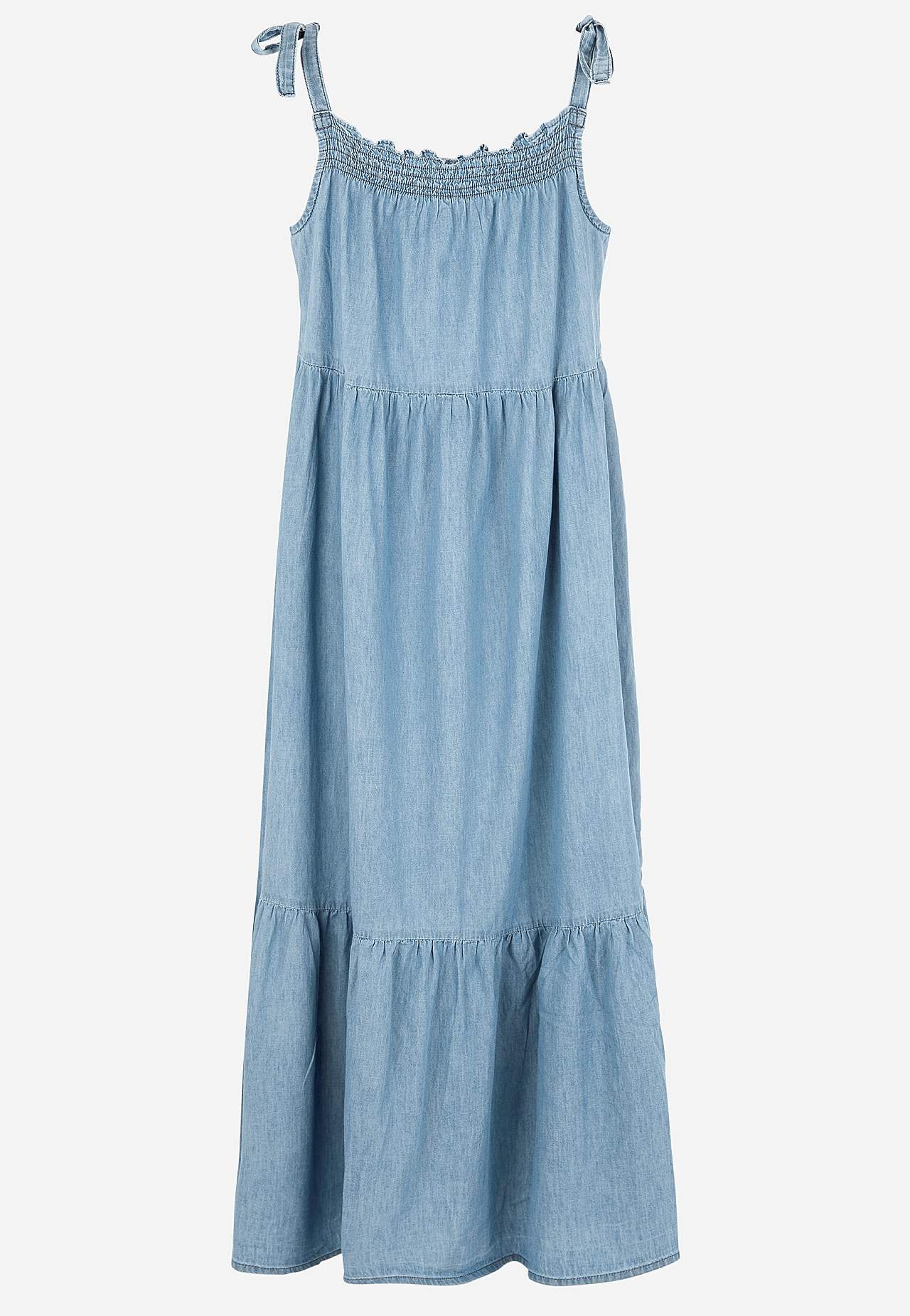Zachte denim jurk met dasriem