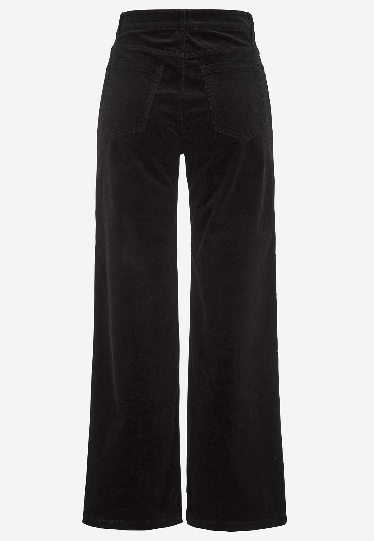 Elastische ribfluwelen broek met wijde benen