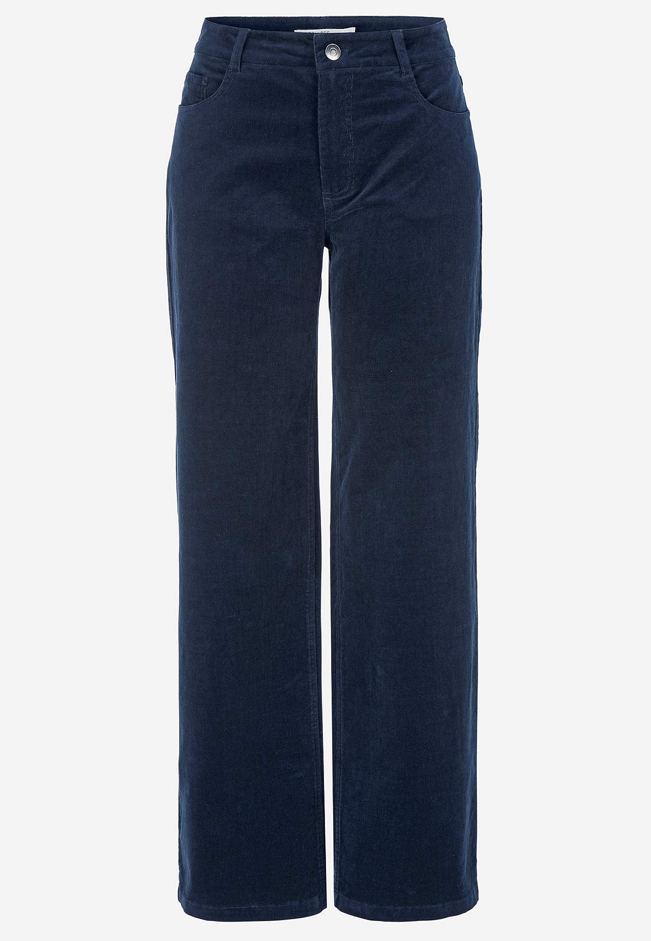 Elastische ribfluwelen broek met wijde benen