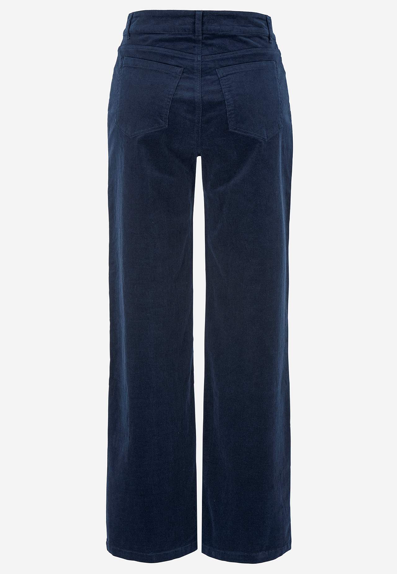 Elastische ribfluwelen broek met wijde benen