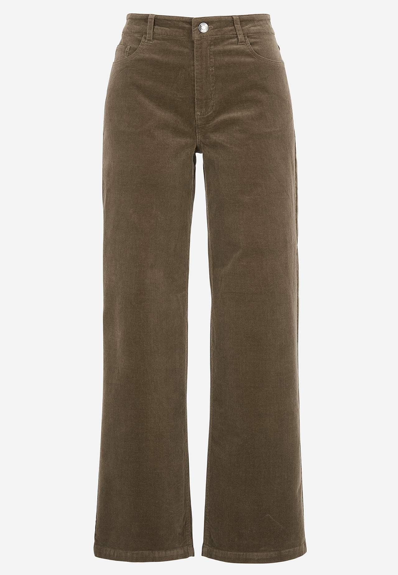 Elastische ribfluwelen broek met wijde benen