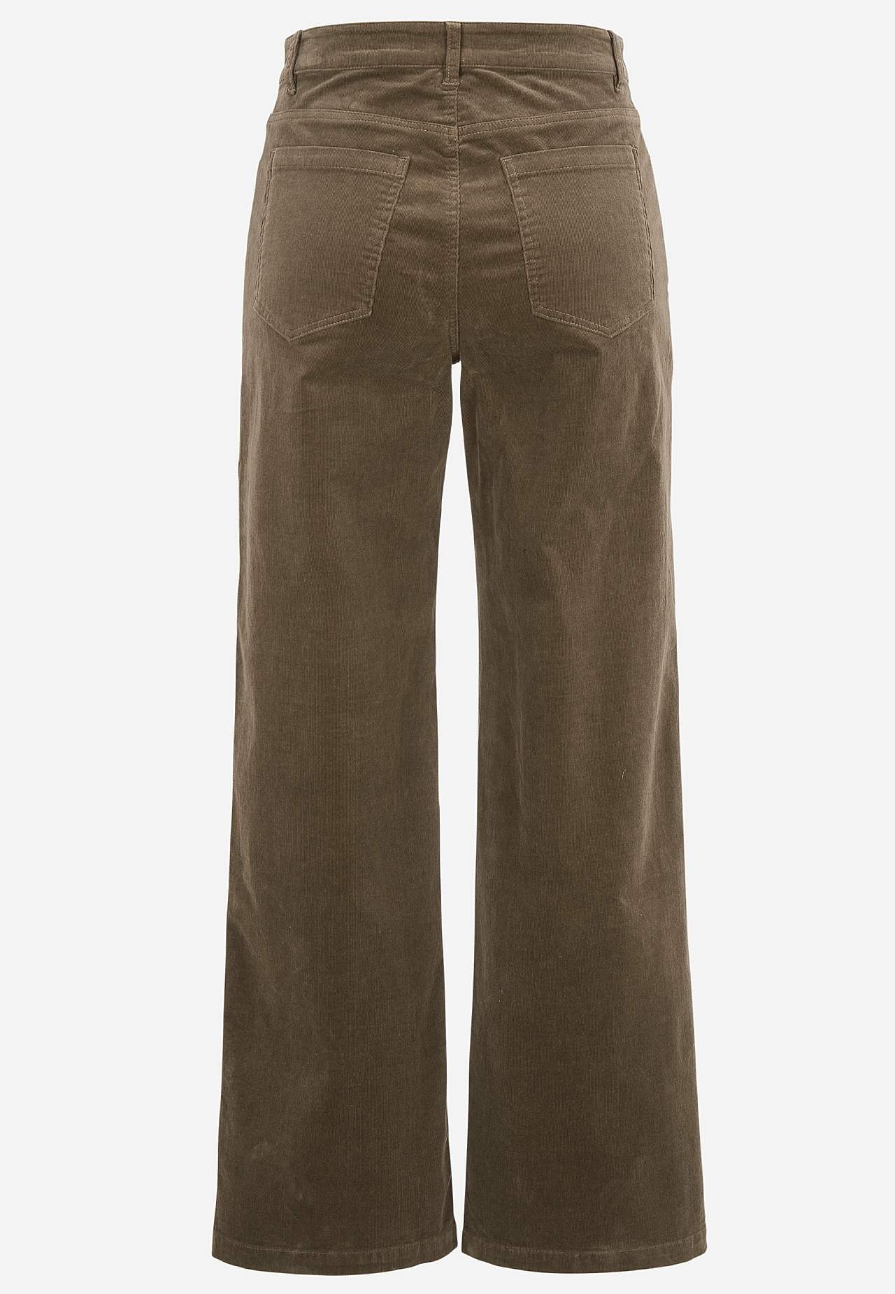 Elastische ribfluwelen broek met wijde benen