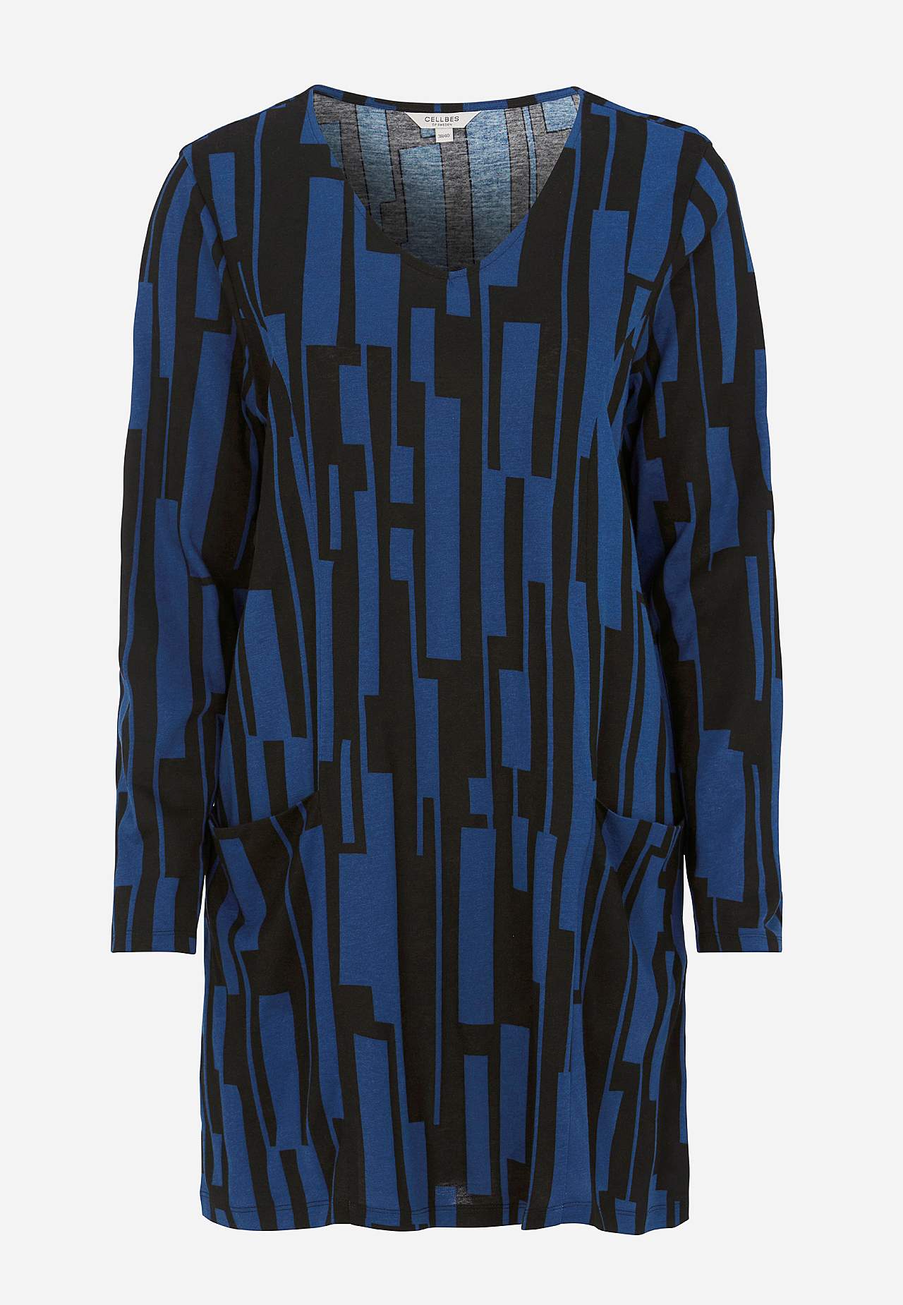 Jersey tuniek met zakken en een v-hals