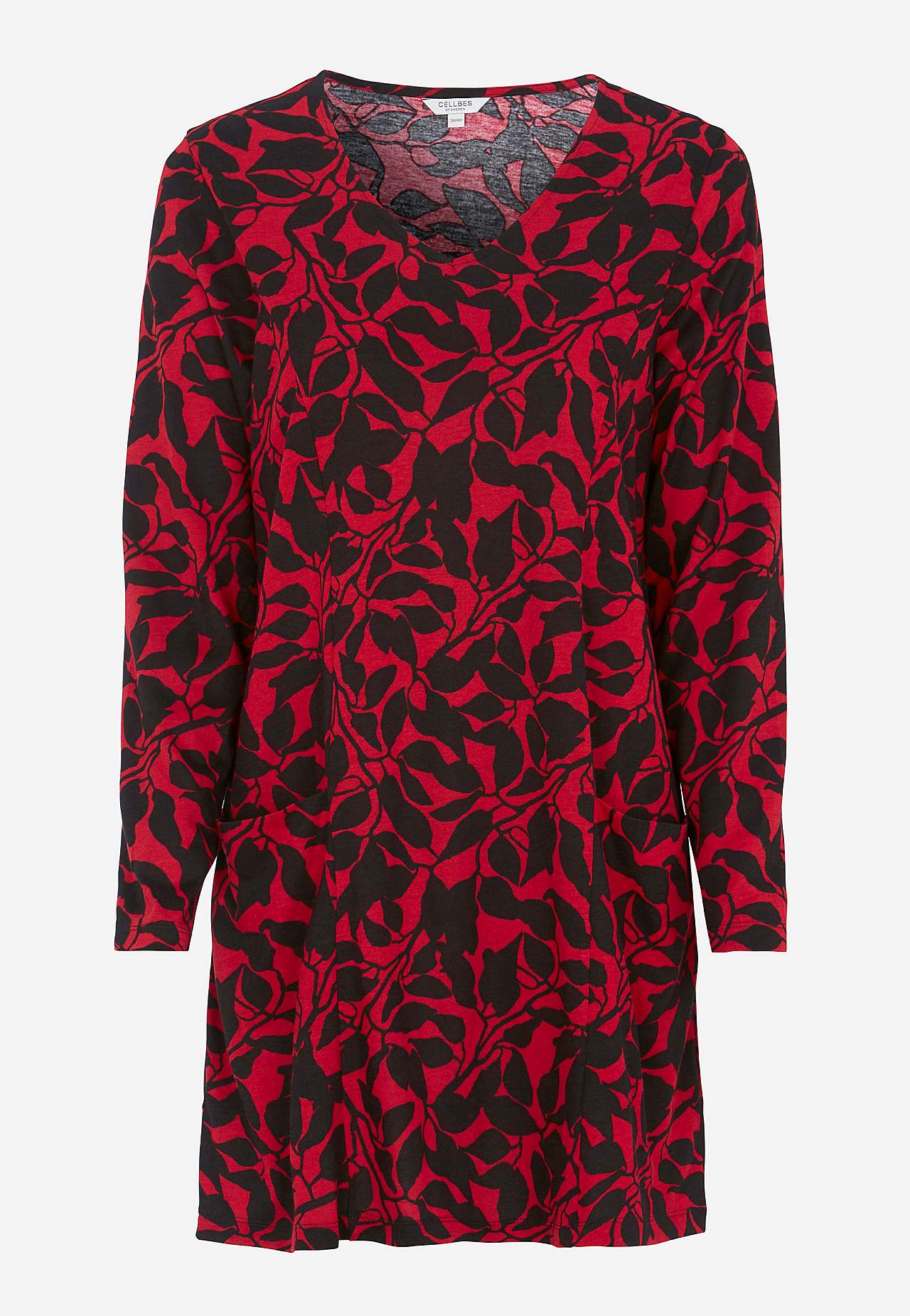 Jersey tuniek met zakken en een v-hals
