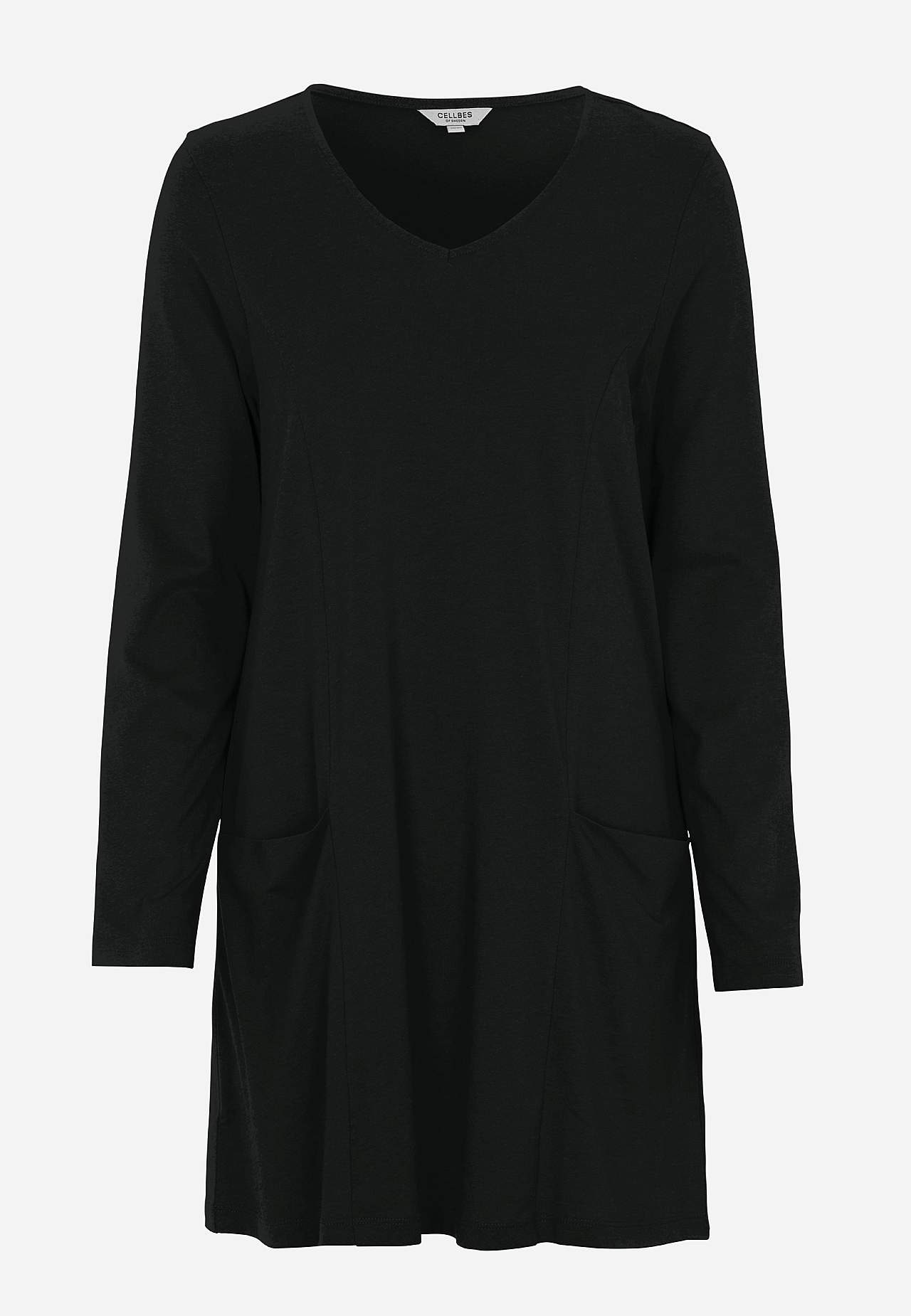 Jersey tuniek met zakken en een v-hals