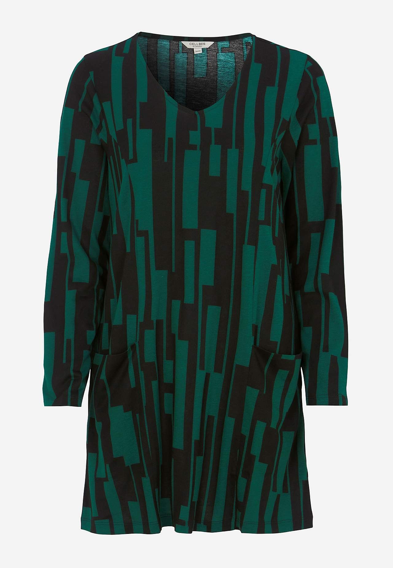 Jersey tuniek met zakken en een v-hals
