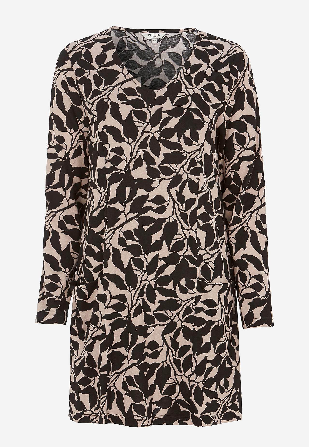 Jersey tuniek met zakken en een v-hals