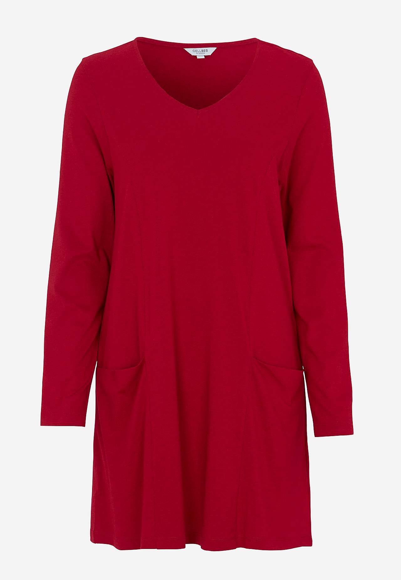 Jersey tuniek met zakken en een v-hals