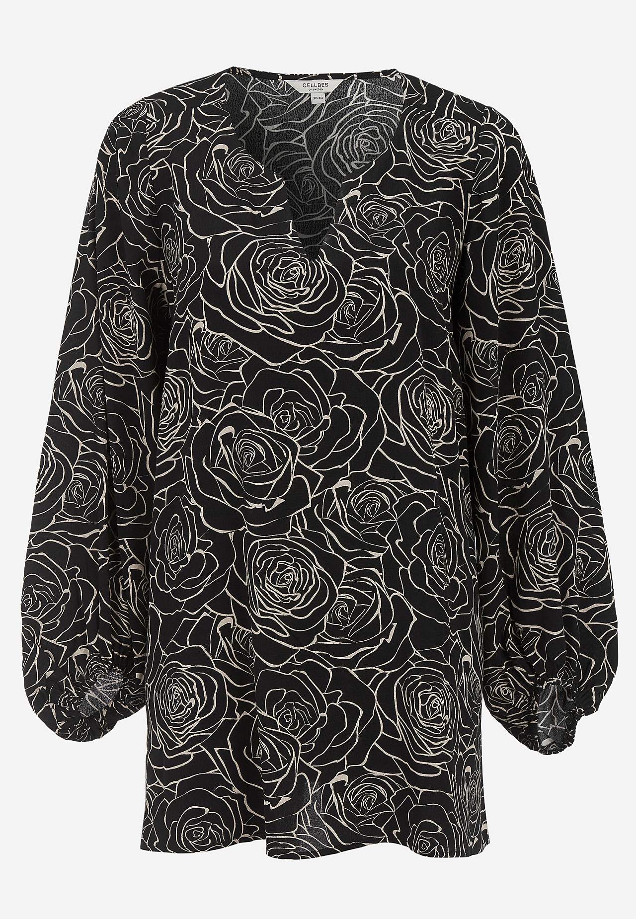 Bloes van viscose met een bloemenpatroon