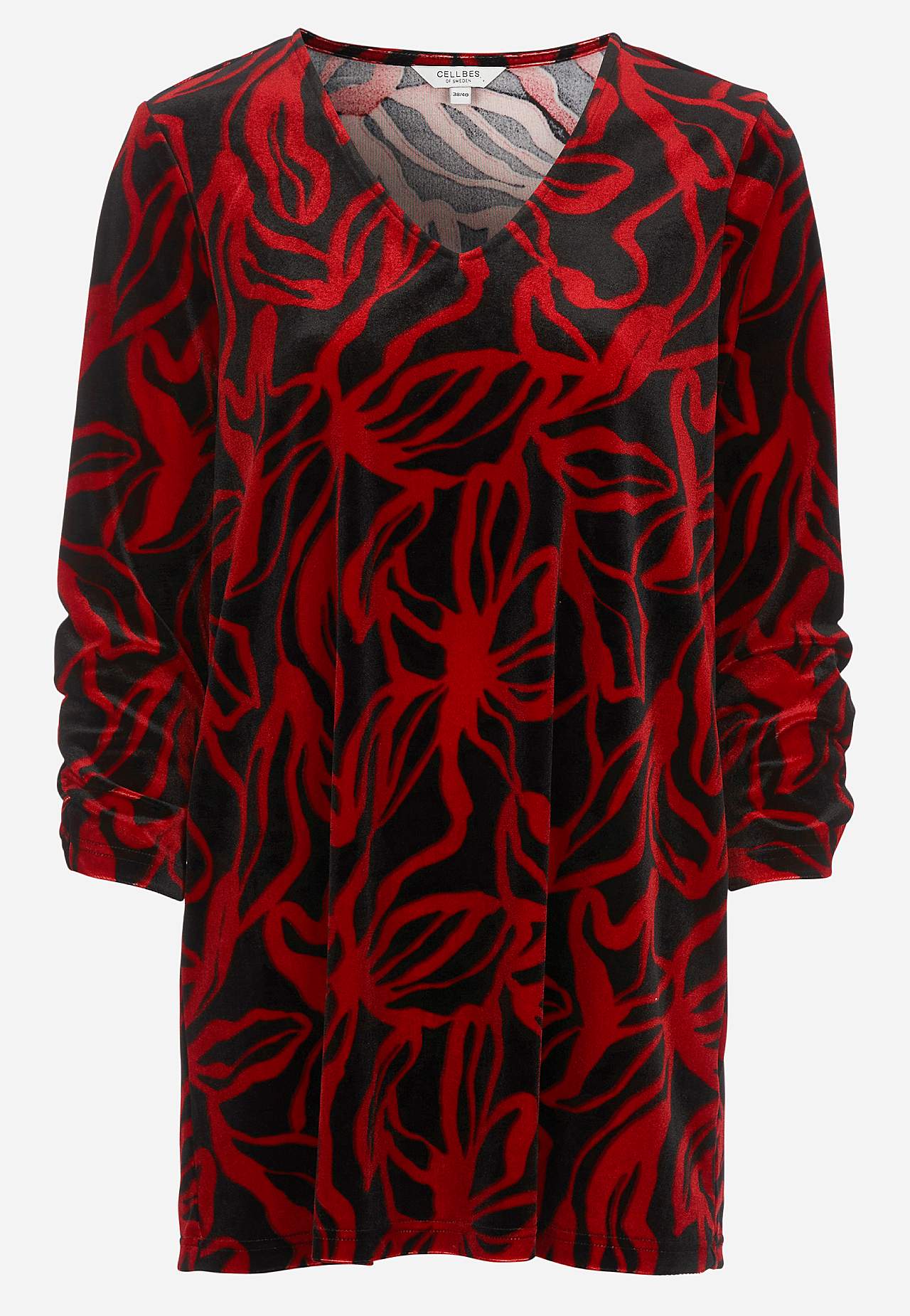 Fluwelen tuniek met verzameld mouwen detail
