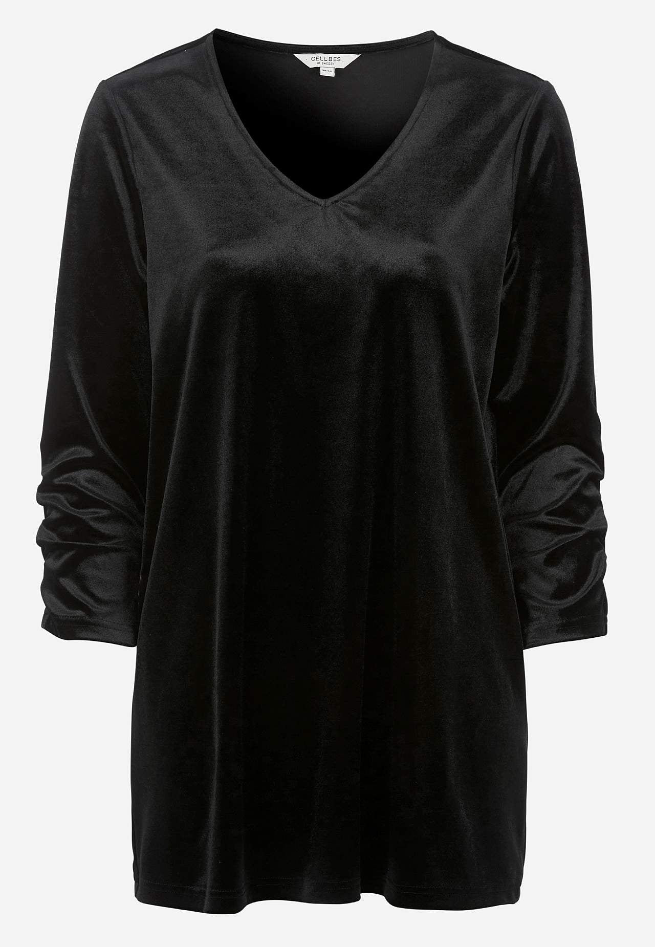 Fluwelen tuniek met verzameld mouwen detail