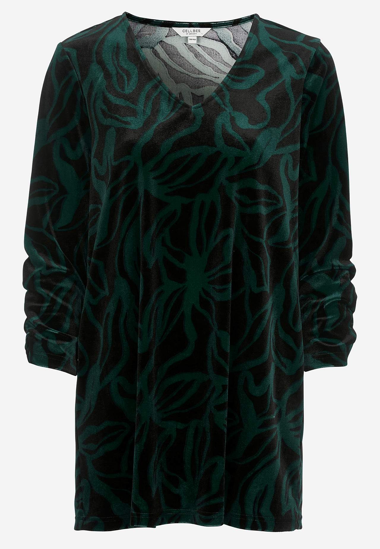 Fluwelen tuniek met verzameld mouwen detail