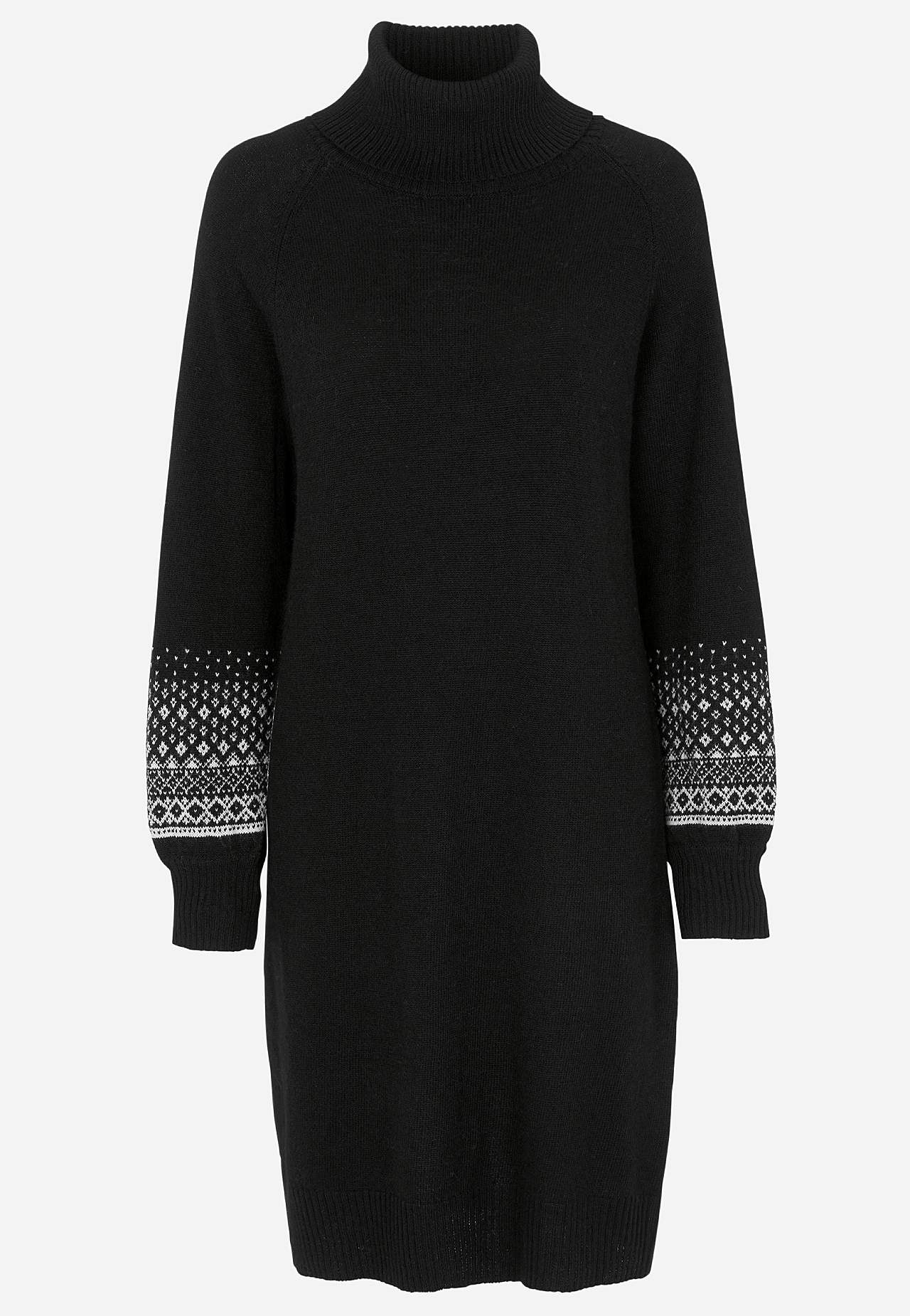 Gebreide jurk met mouwen met een jacquard patroon