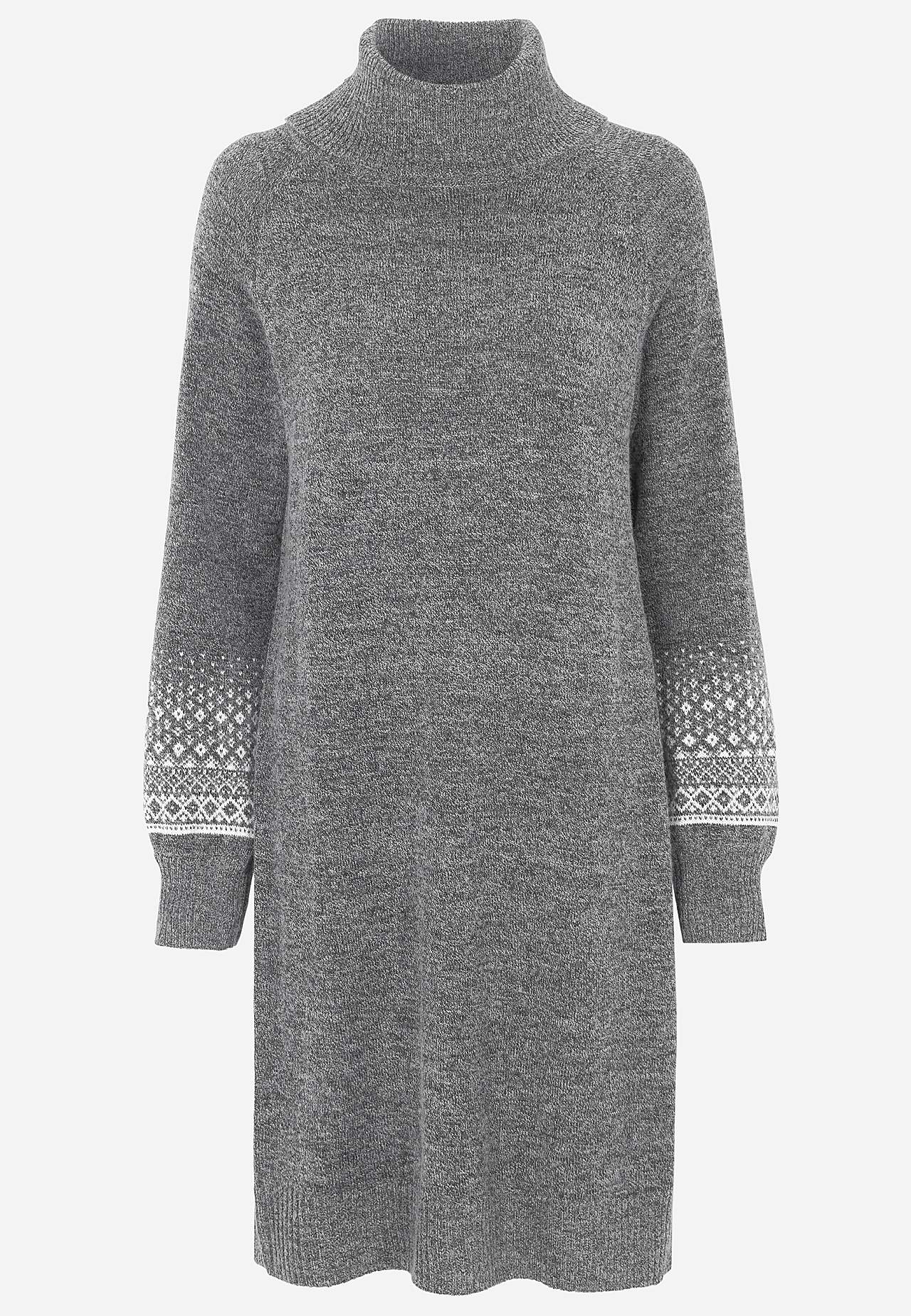 Gebreide jurk met mouwen met een jacquard patroon