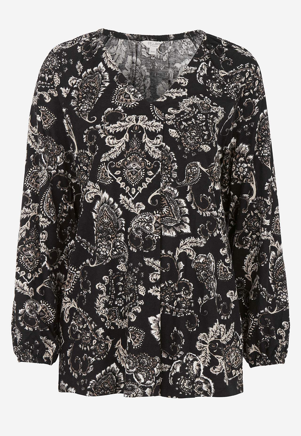Patroonvormige jersey tuniek met decoratieve plooi