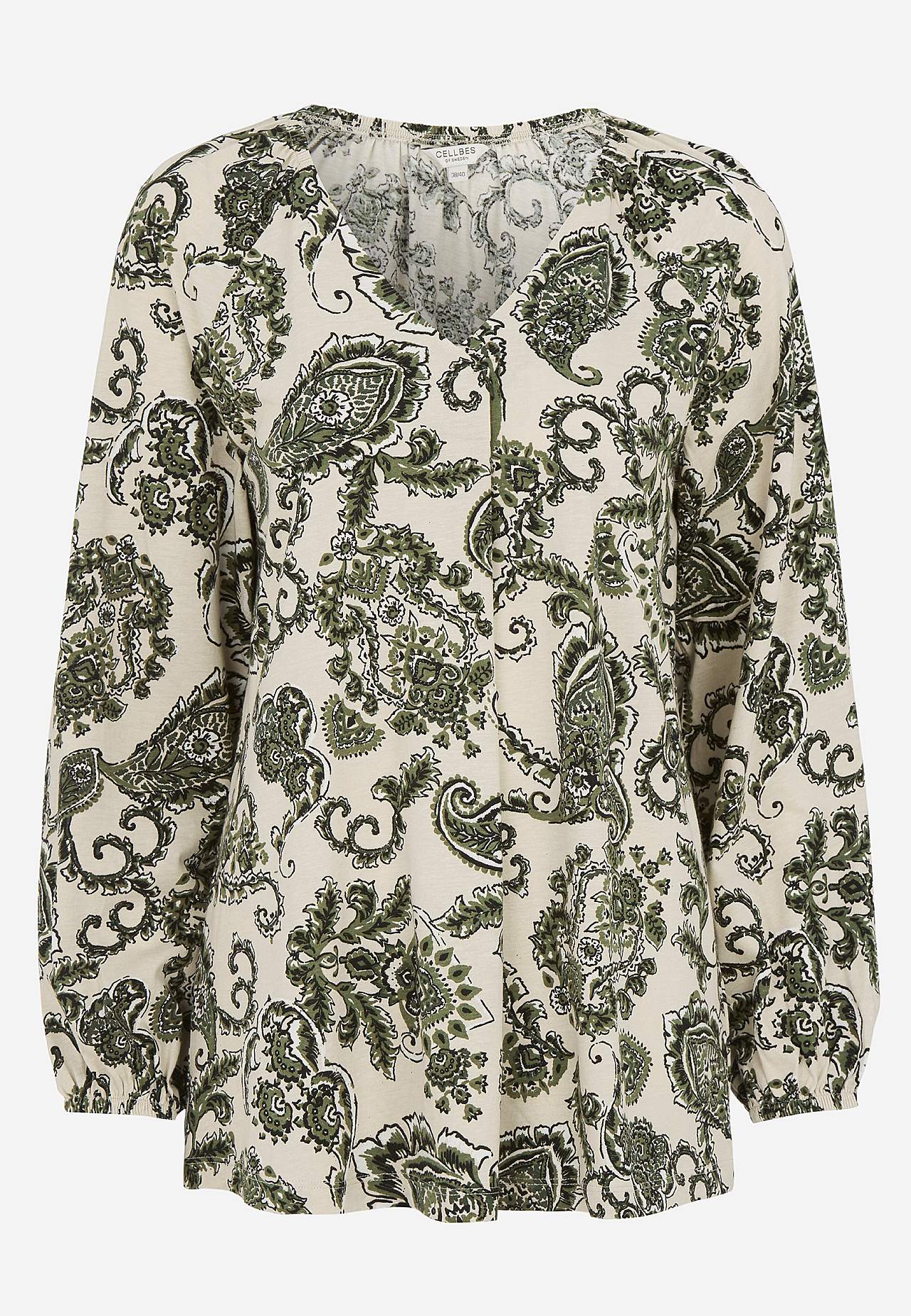 Patroonvormige jersey tuniek met decoratieve plooi