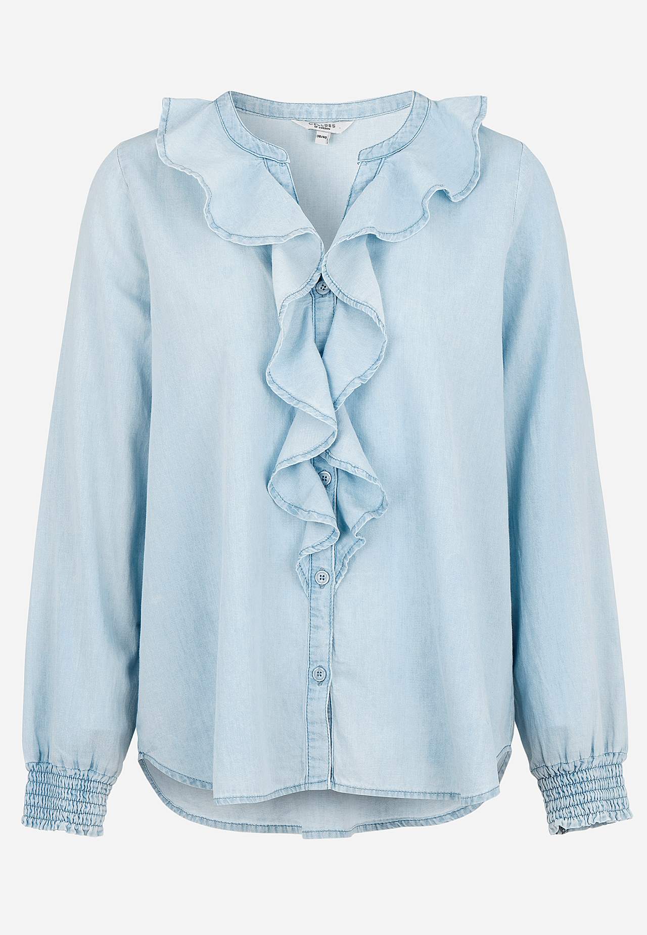 Blouse met ruches van denim