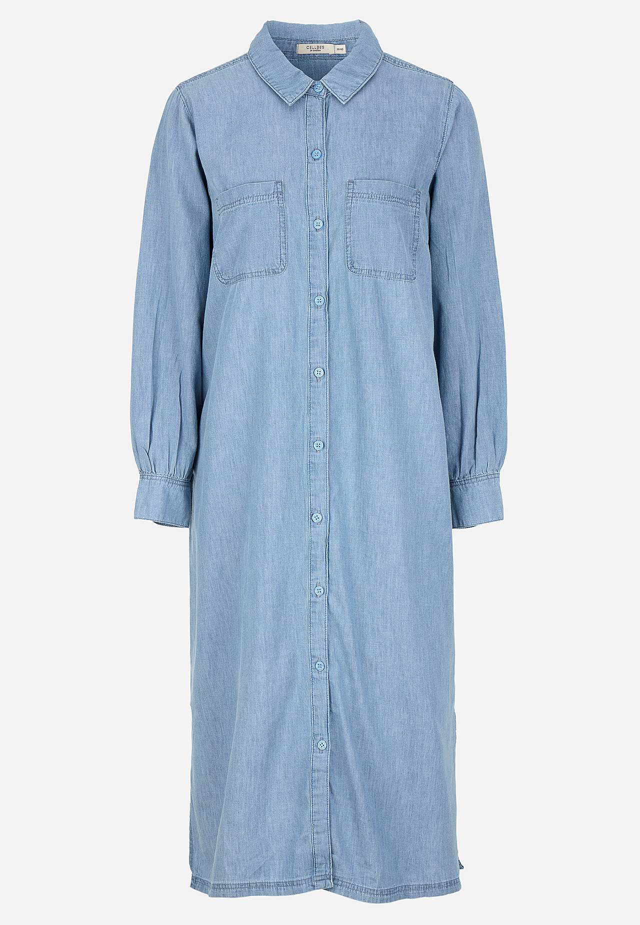 Denim jurk met zijzakken