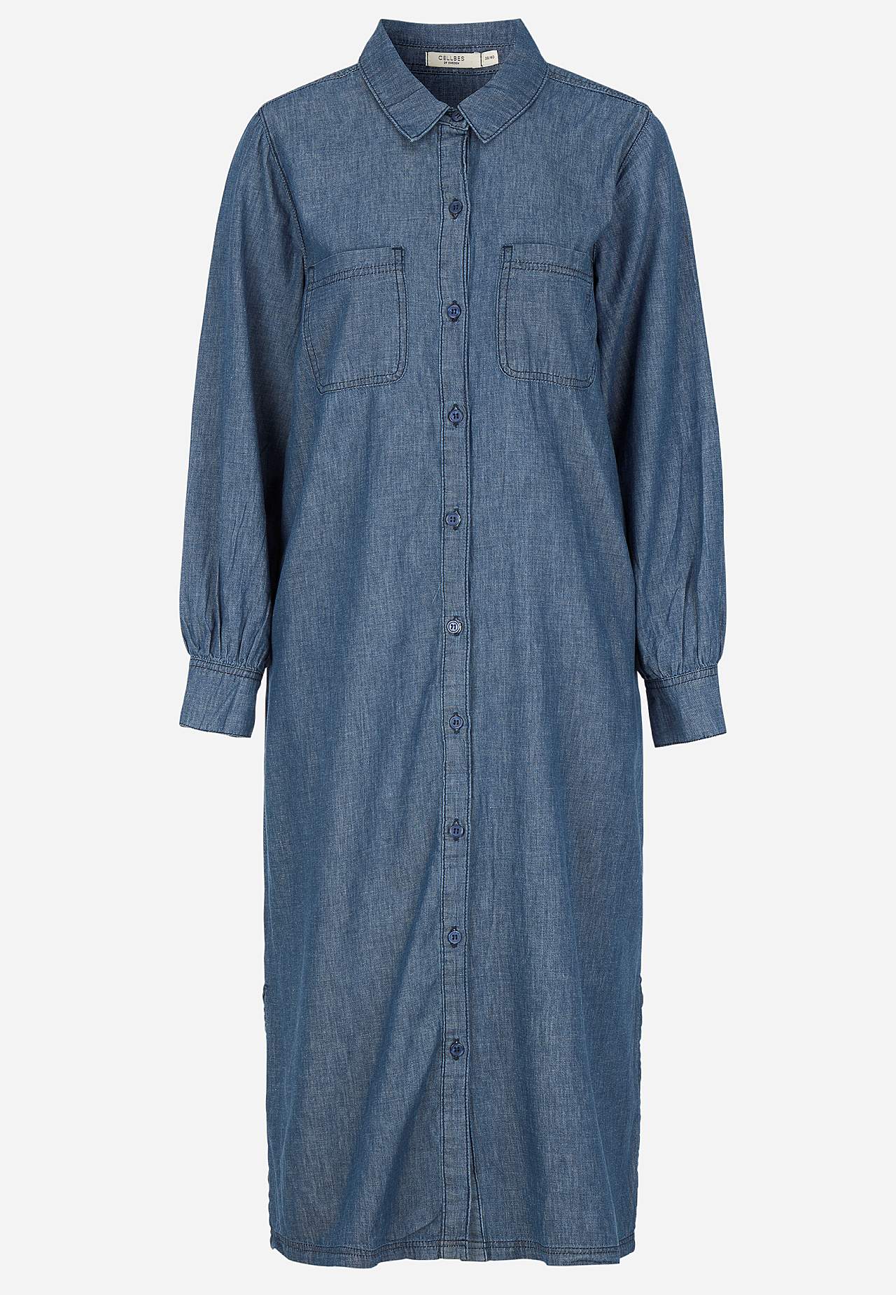 Denim jurk met zijzakken