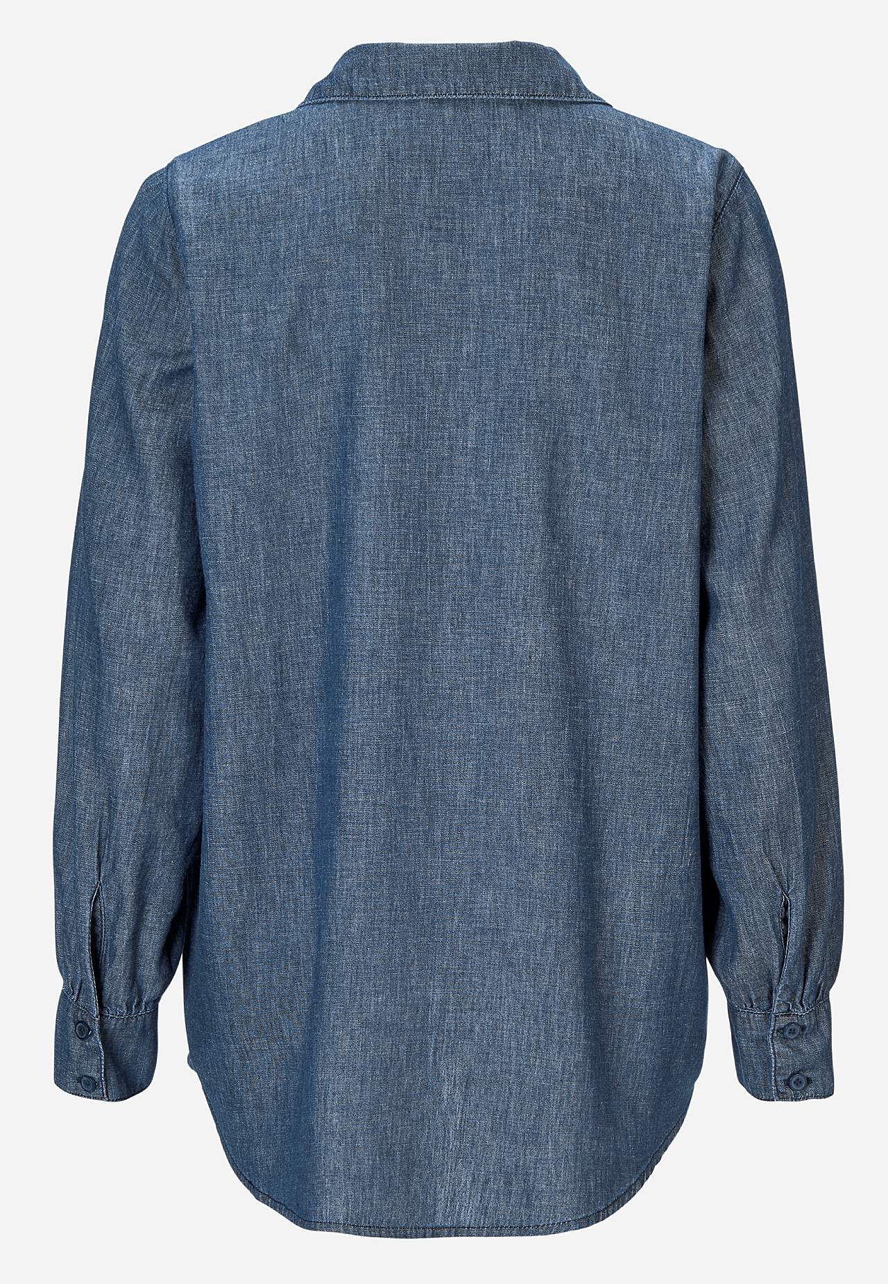 Denim blouse met genaaide plooien