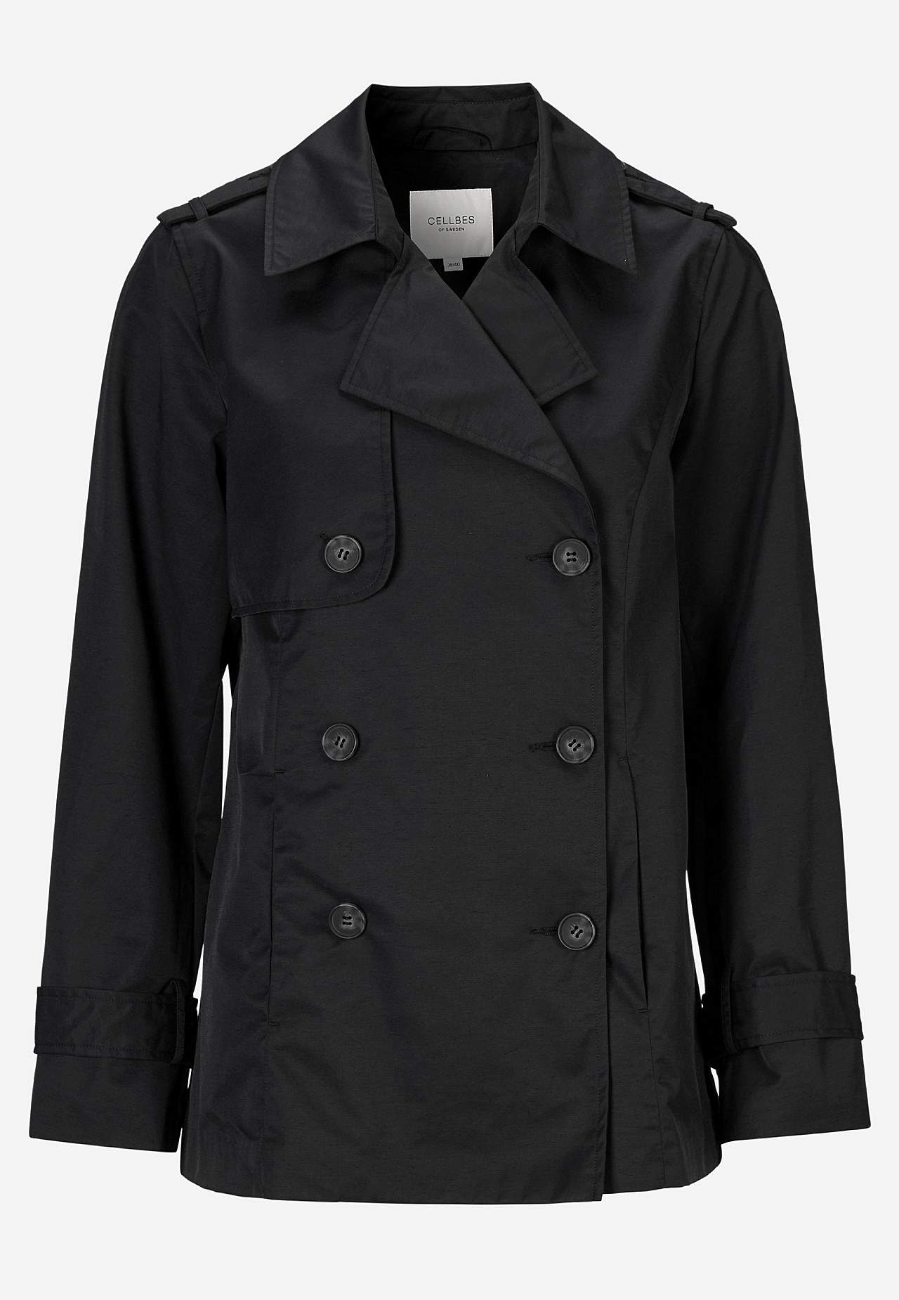 Dubbel-borstige en korte trenchcoat