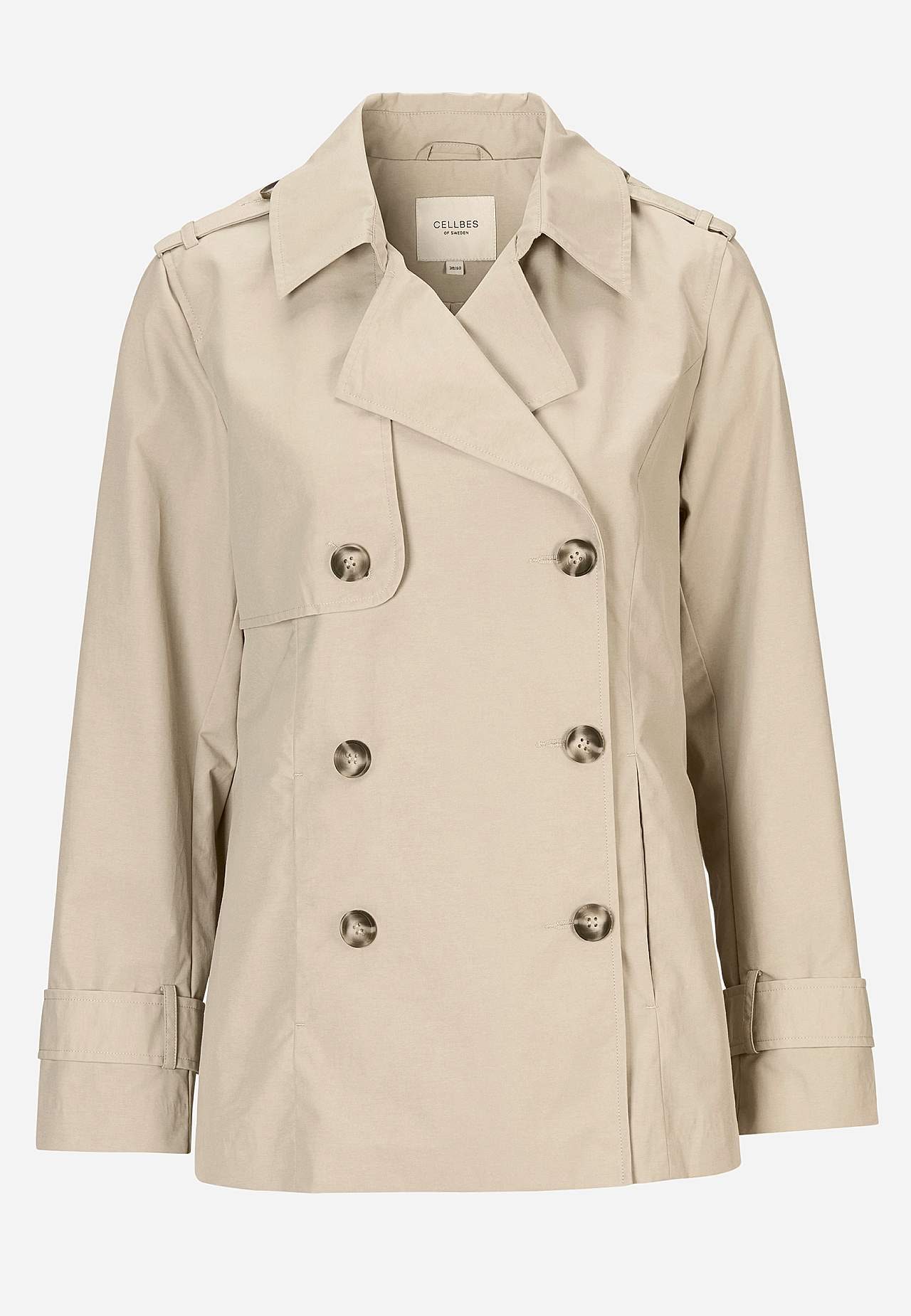 Dubbel-borstige en korte trenchcoat