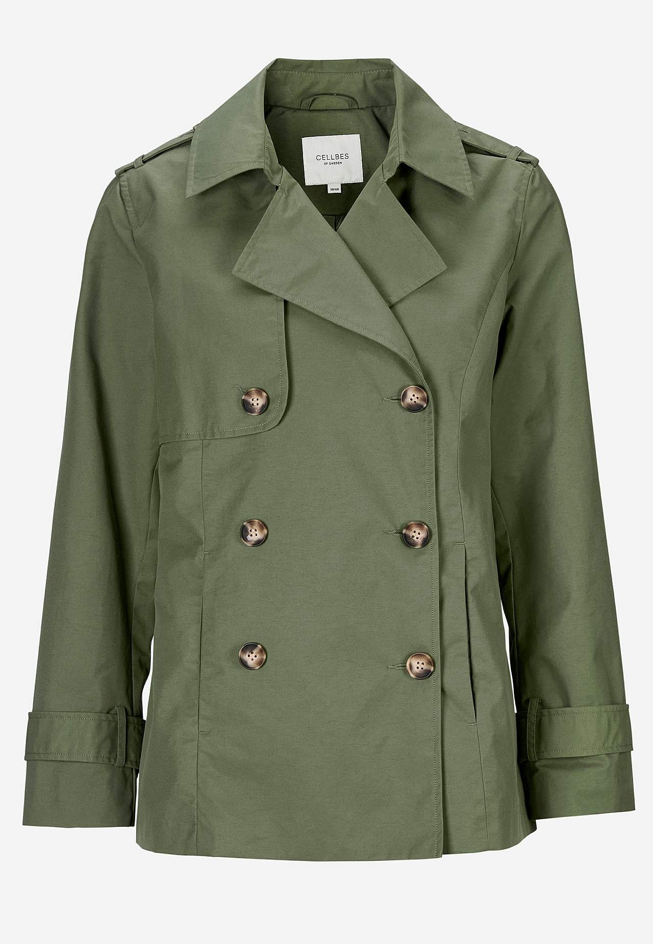 Dubbel-borstige en korte trenchcoat