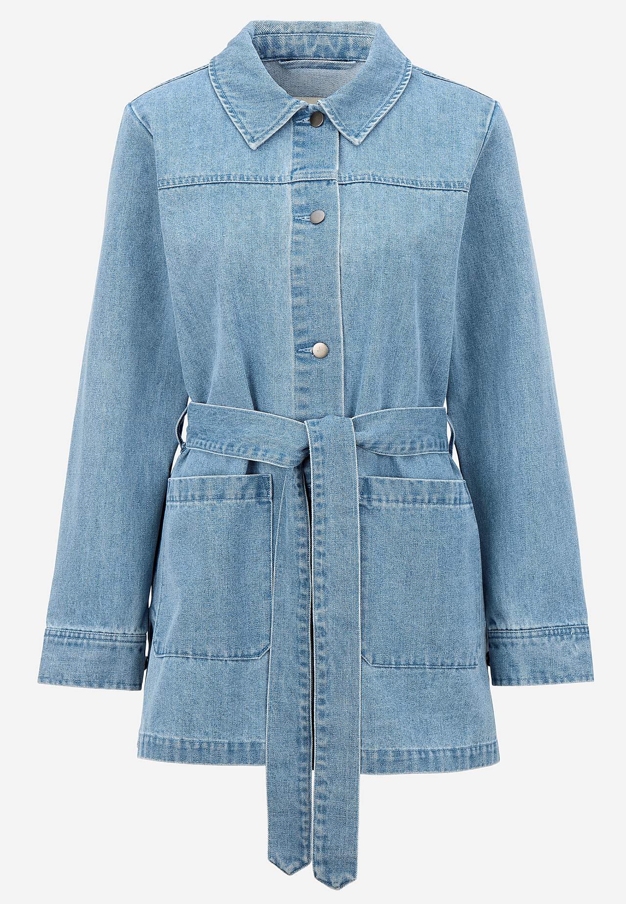 Denim jas met strikband