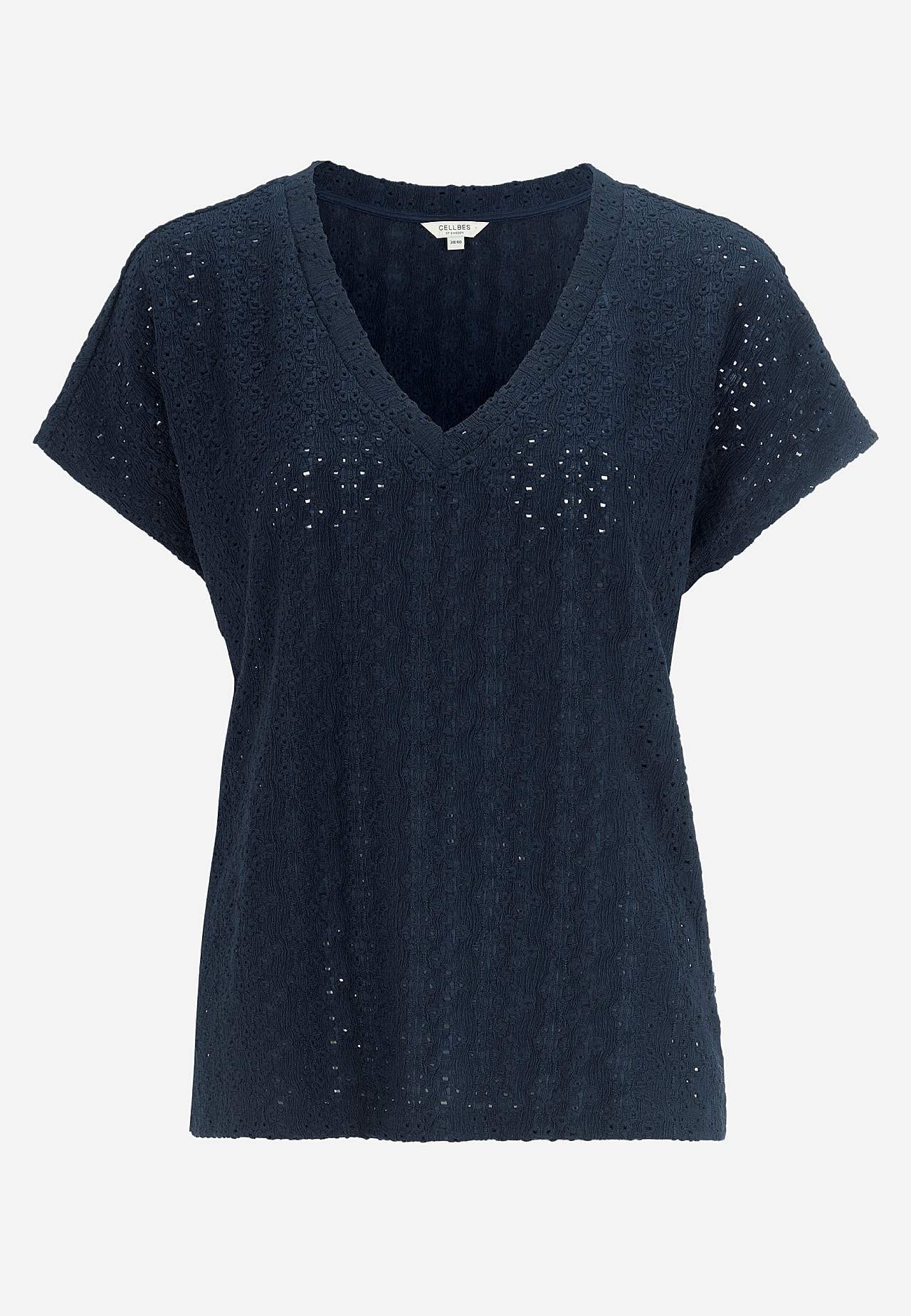 Jersey-topje met borduurwerk met gaten