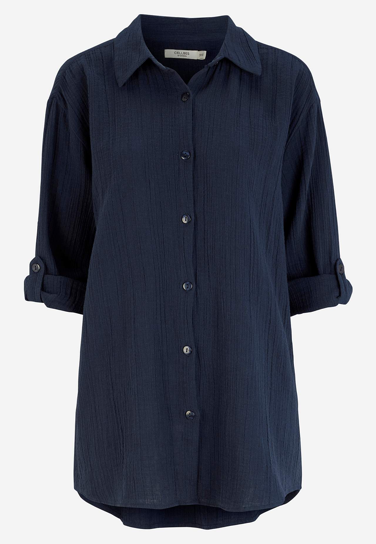 Lang shirt van gekreukt katoen