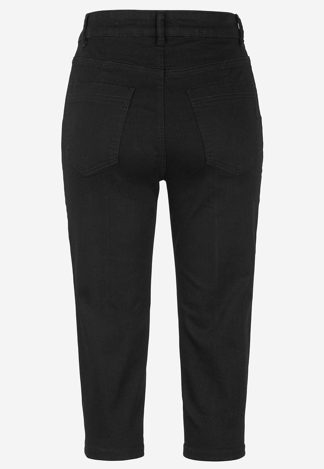 Elastische cropped jeans met gestikte vouw