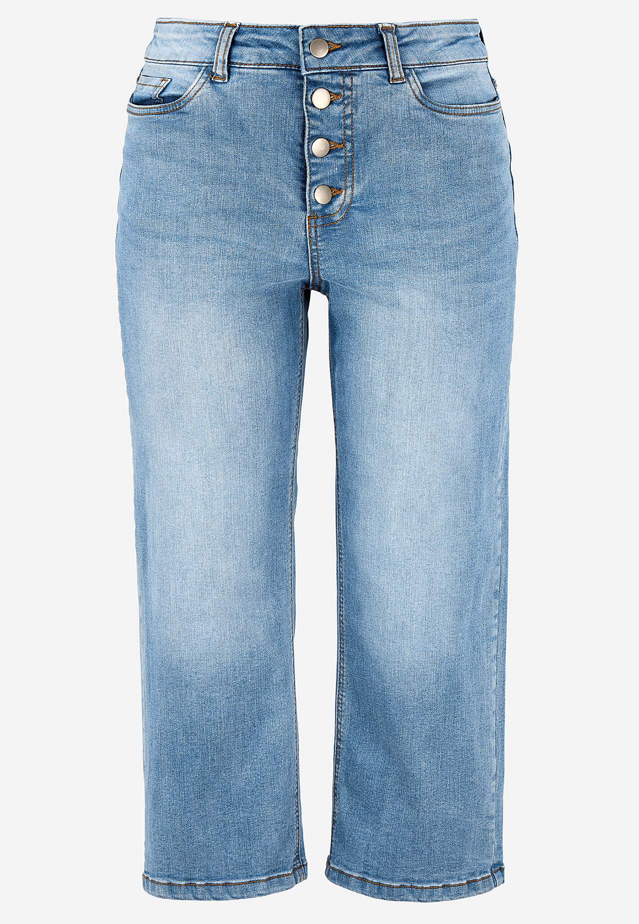 Cropped jeans met knoopsluiting