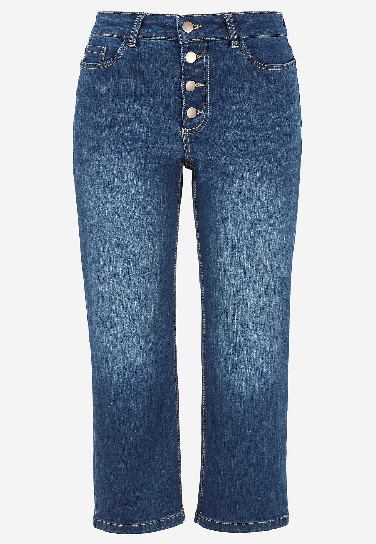 Cropped jeans met knoopsluiting