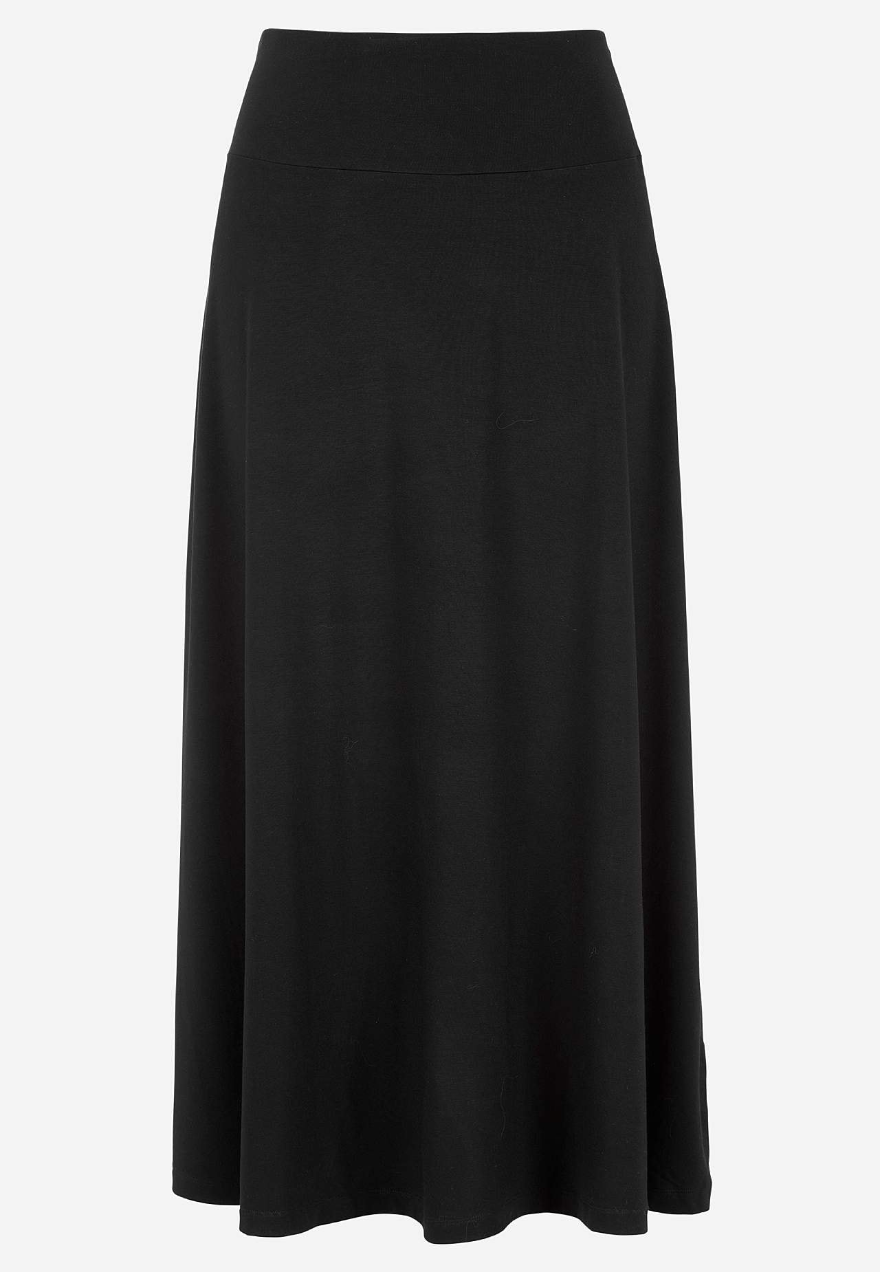 Lange en flared jersey rok