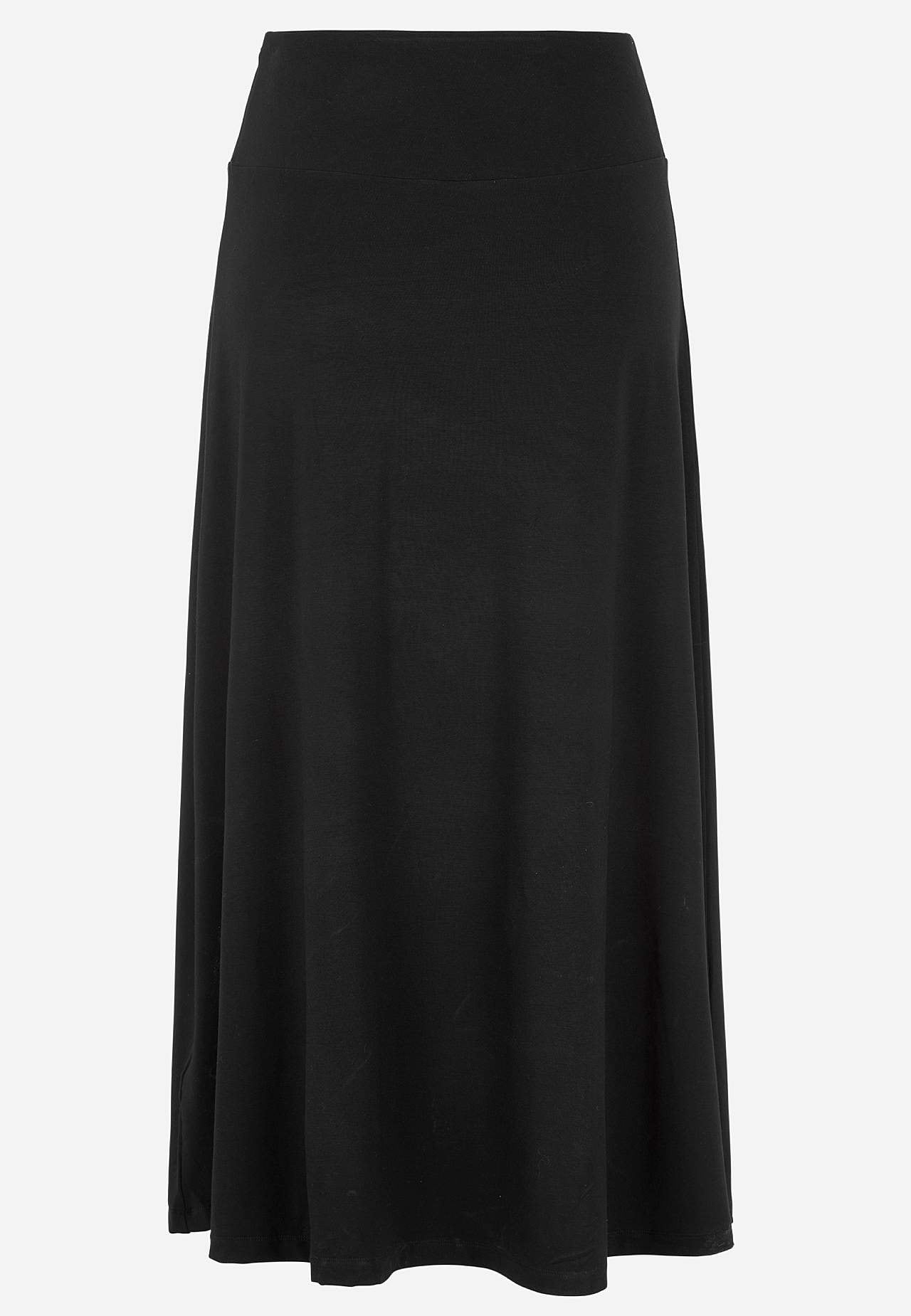 Lange en flared jersey rok