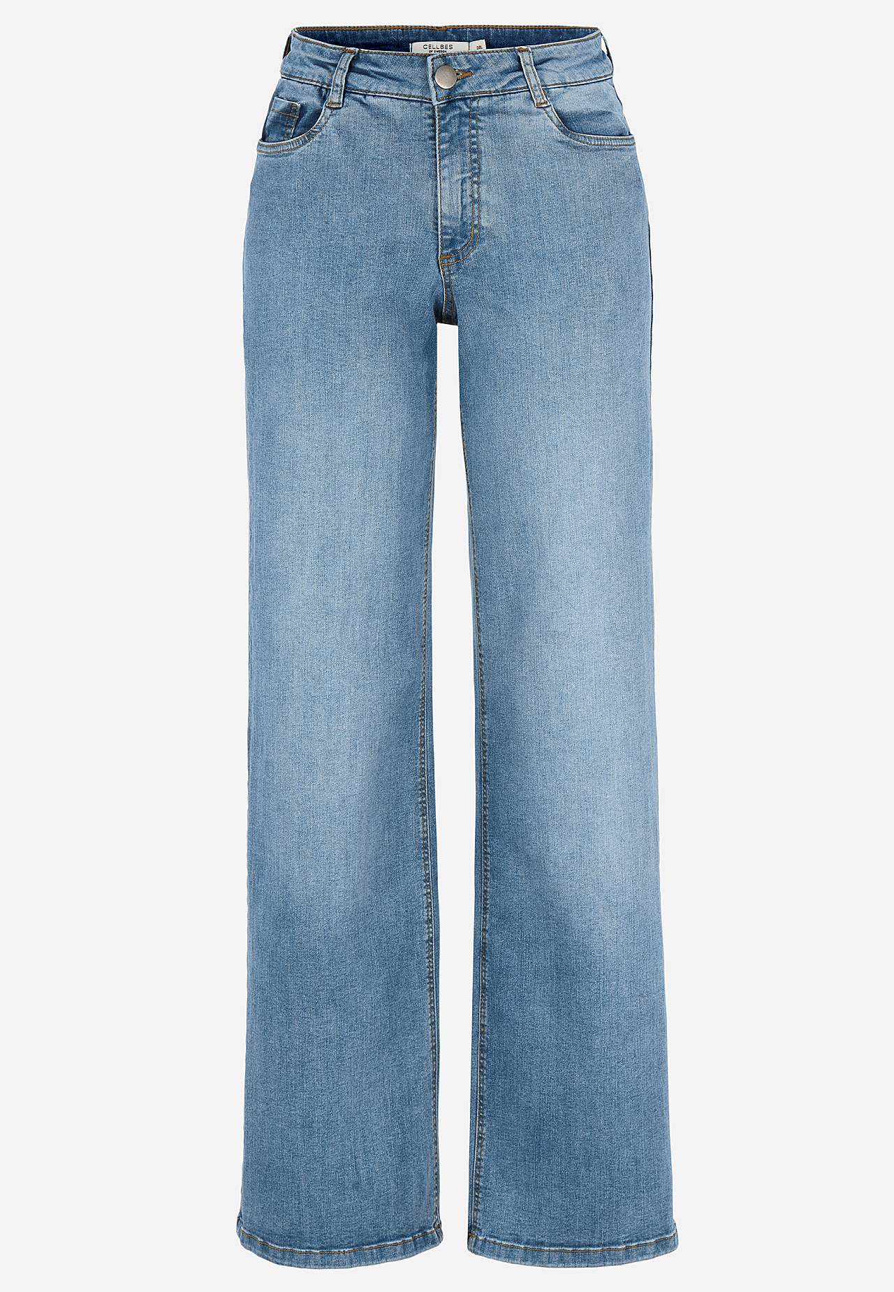 Wijde en lange spijkerbroek met hoog taille