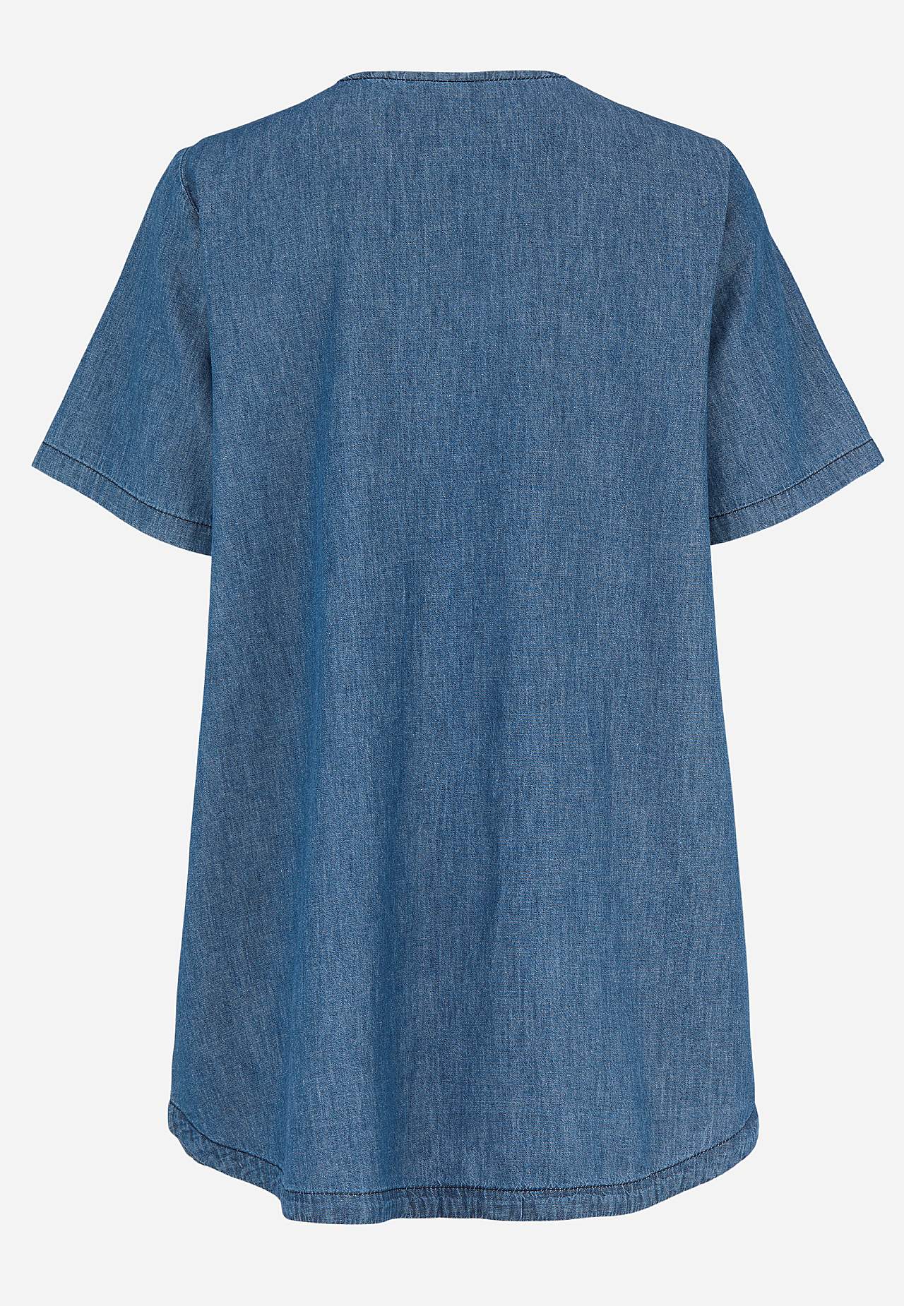 Denim tuniek met decoratieve v-hals
