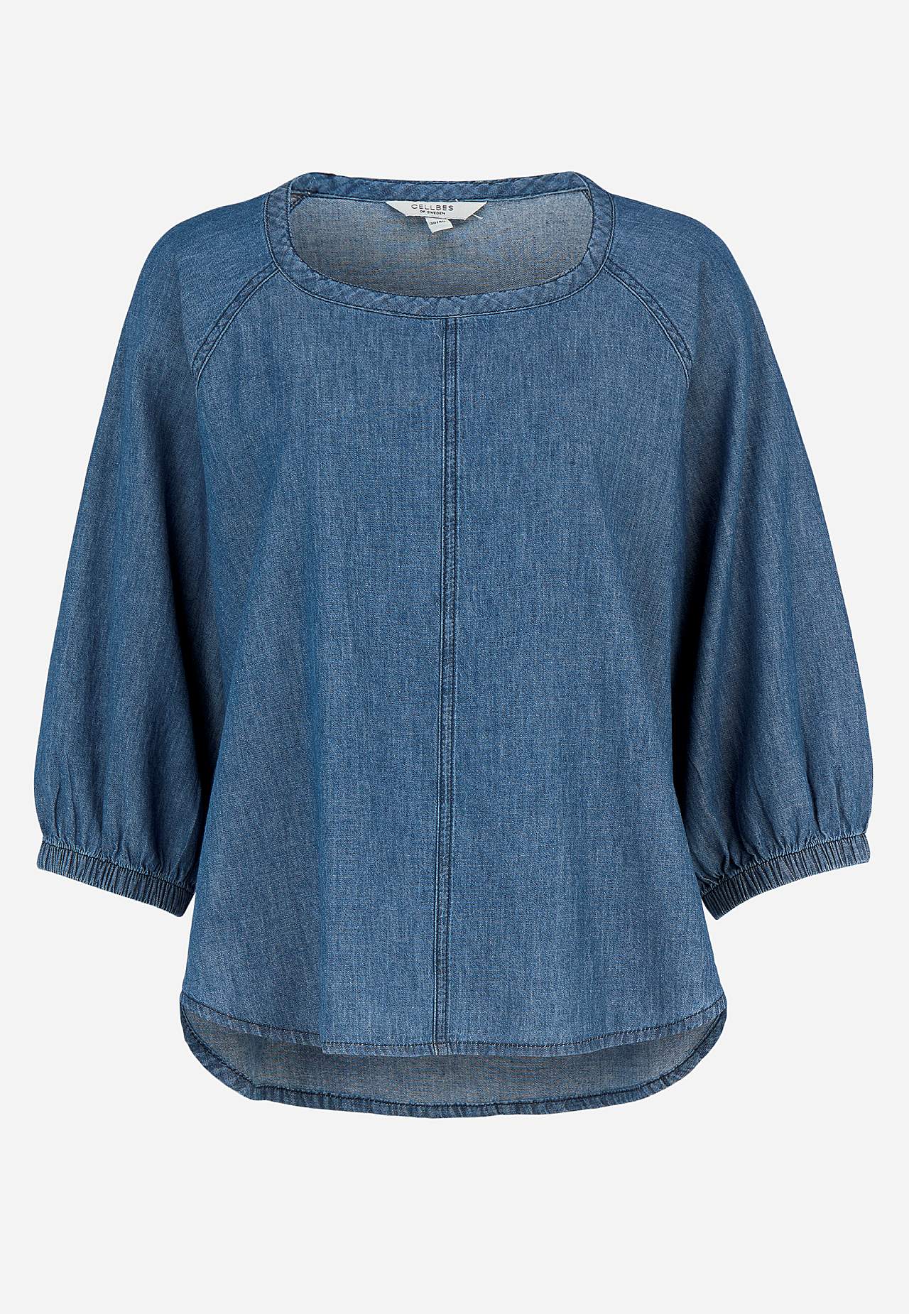 Denim blouse met wijde mouwen