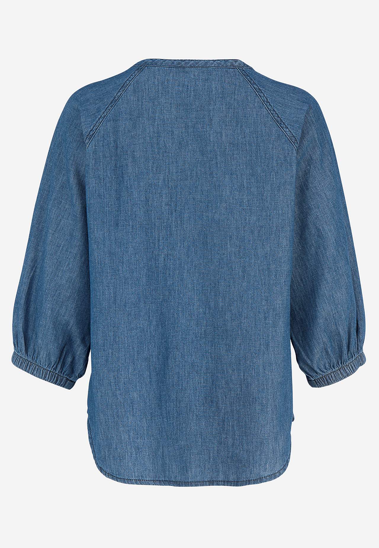 Denim blouse met wijde mouwen