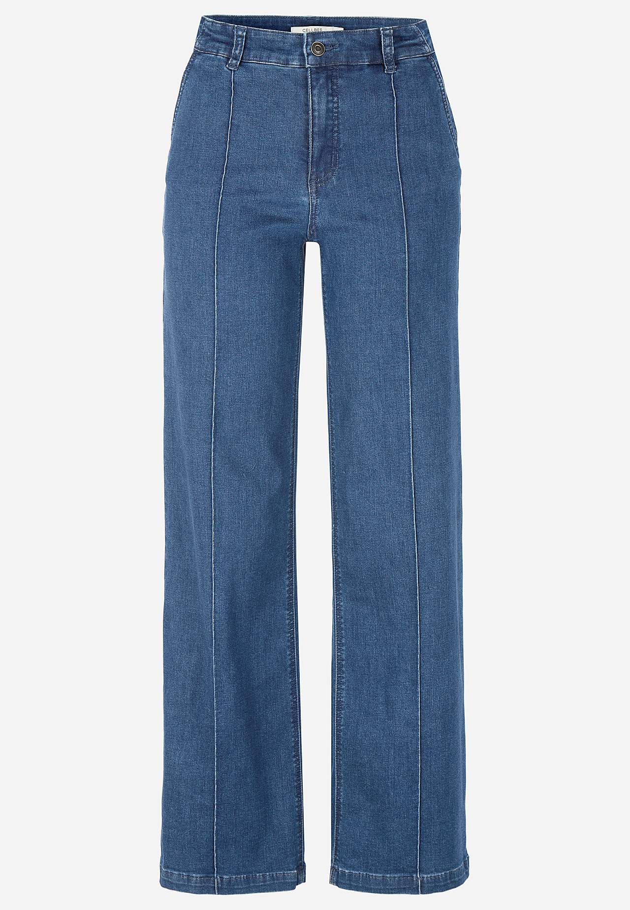 Wijde spijkerbroek met gestikte vouwen Mia