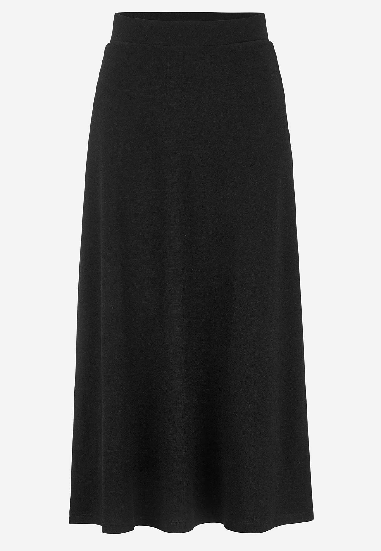 Flared jersey rok met zakken