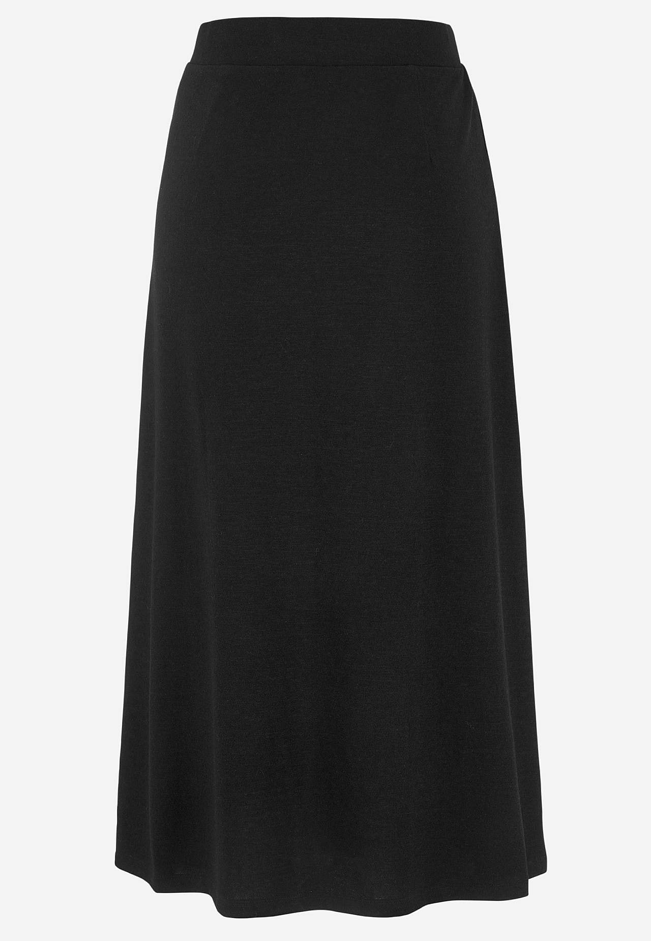 Flared jersey rok met zakken