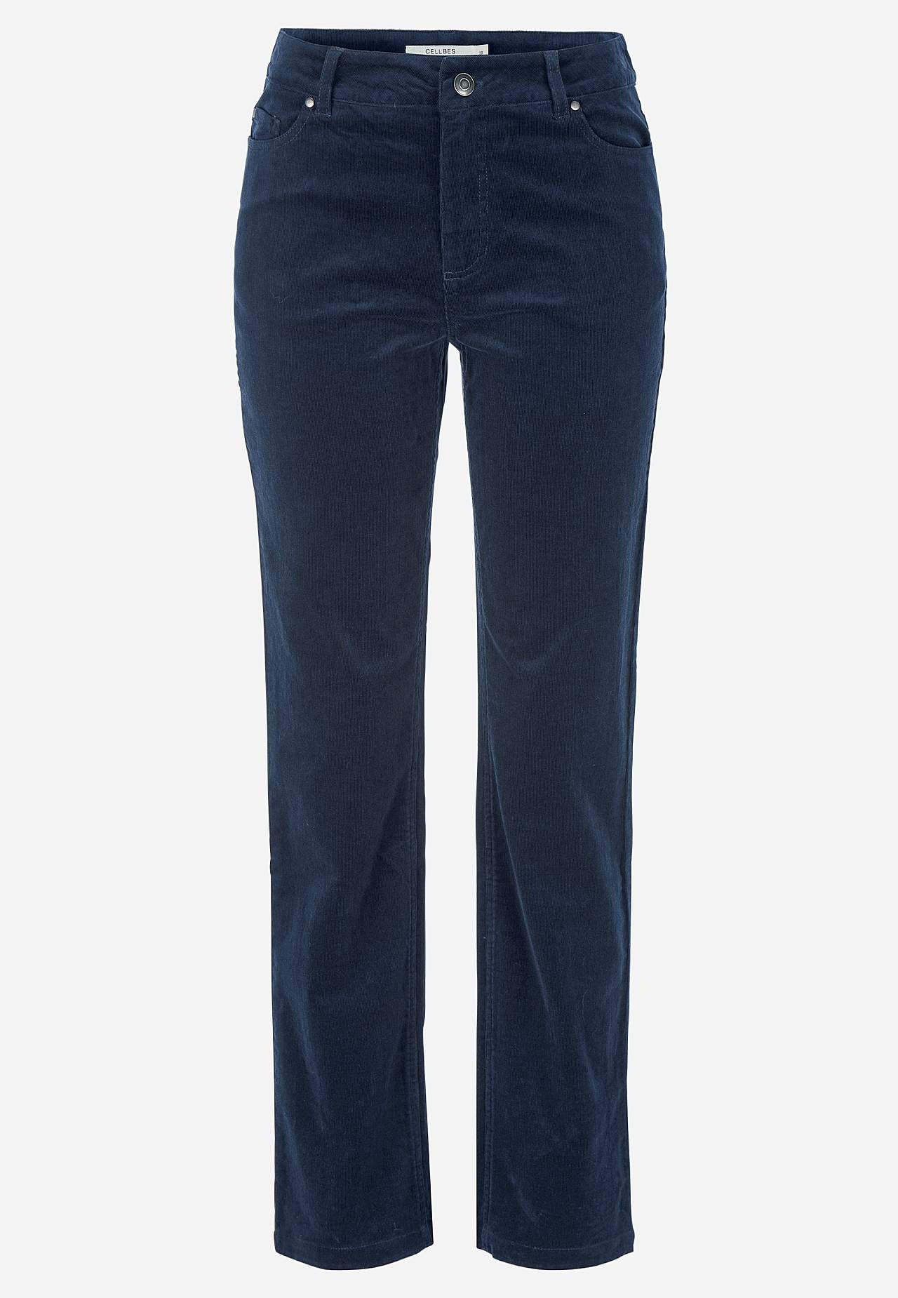 Elastische ribfluwelen broek met rechte benen