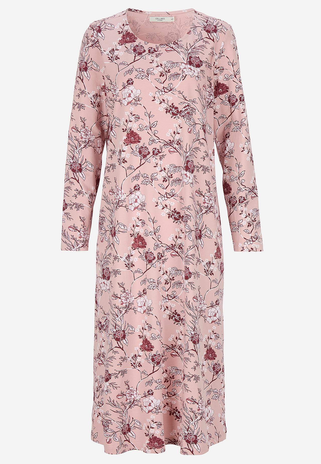 Bloemige nachtjurk met lange mouwen