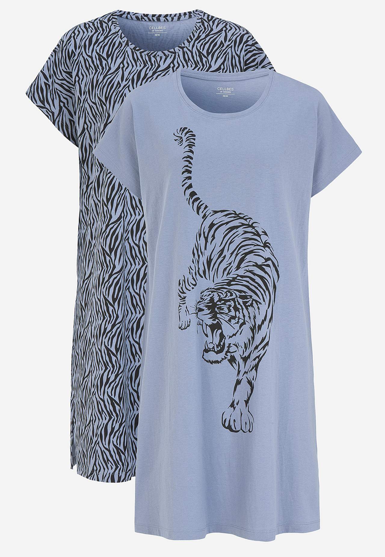 Patroonvormige nachtjurk van katoen Set van 2