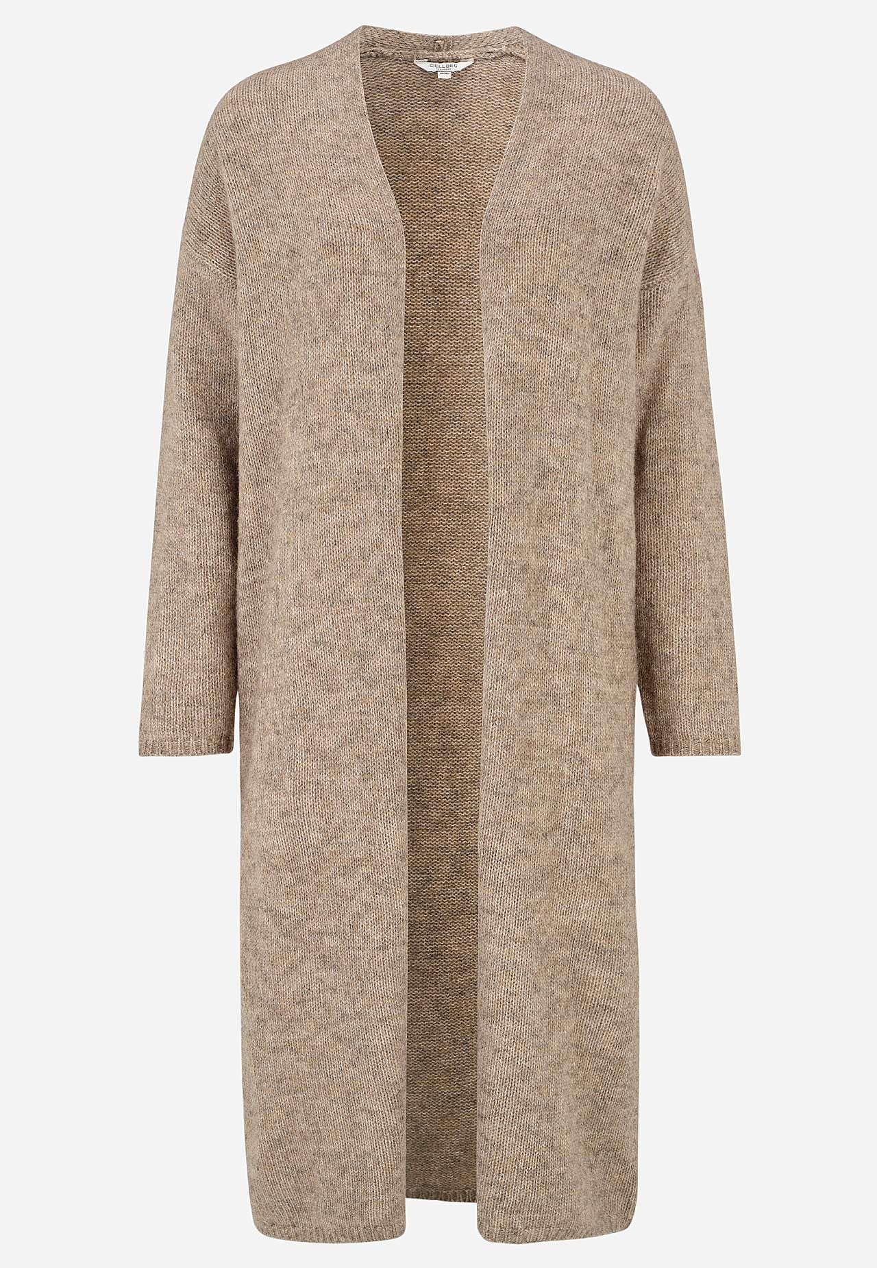 Gebreide en lange cardigan