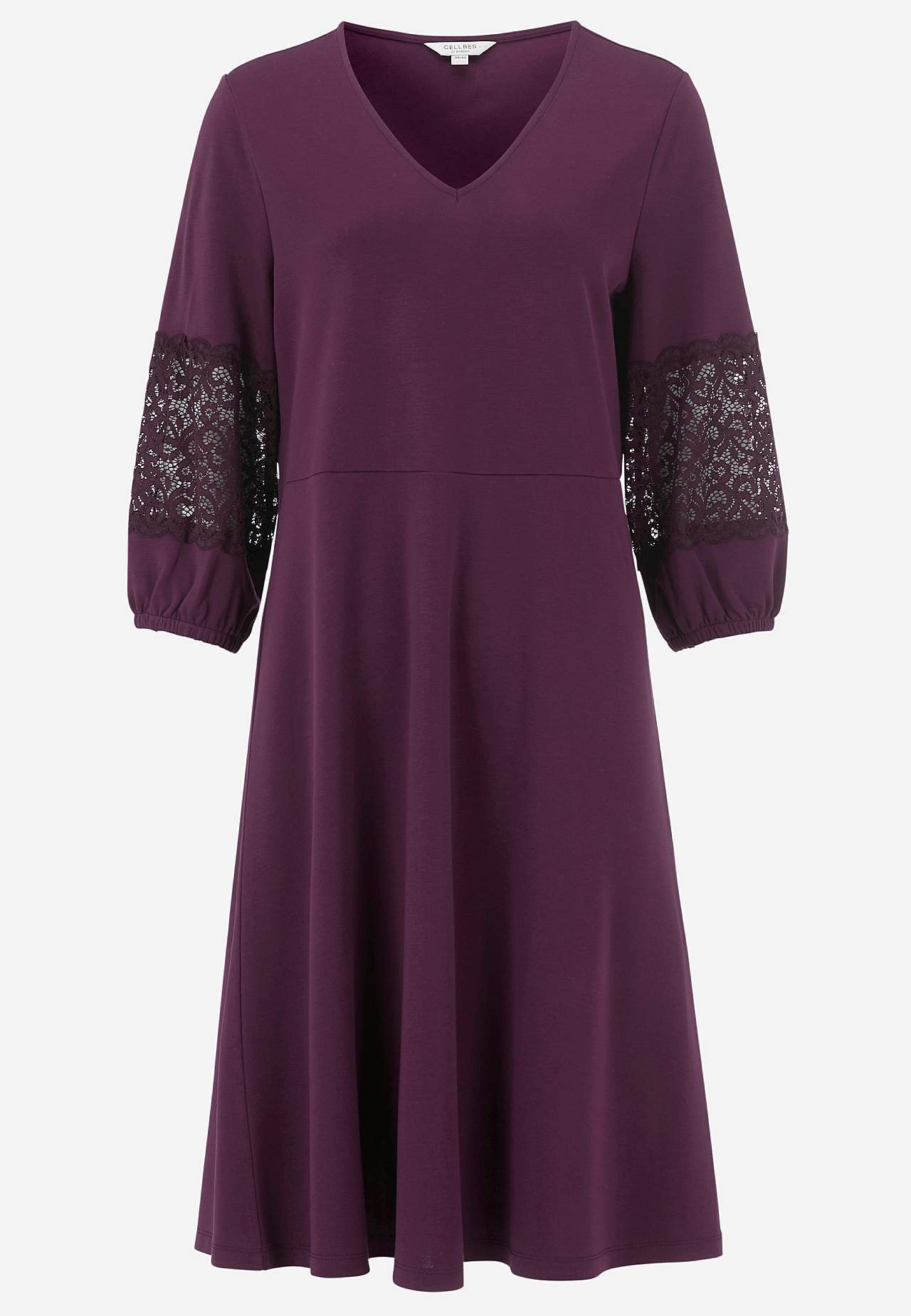 Viscose jurk met details van kant
