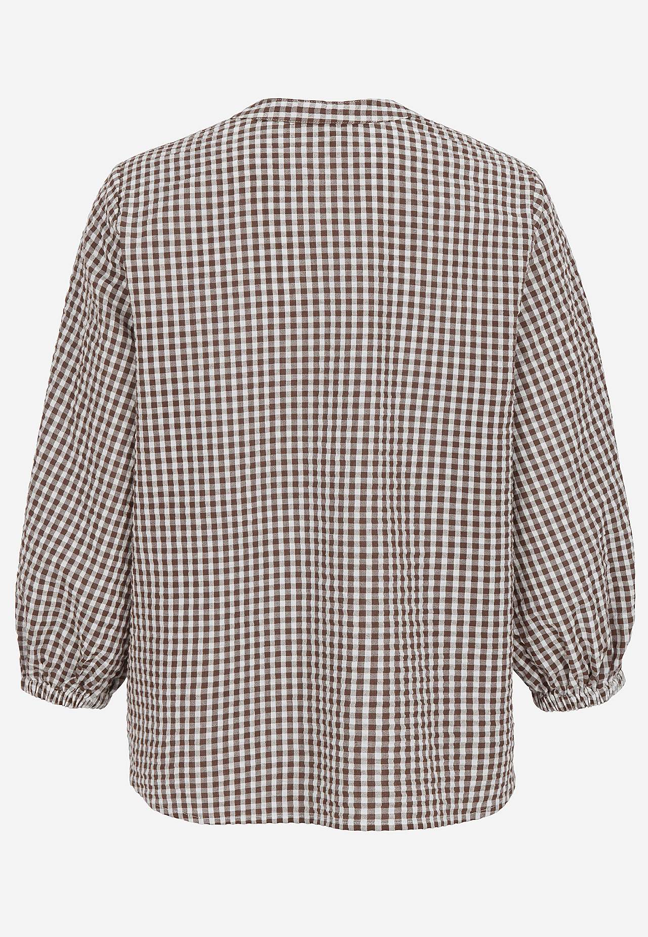 Klein geruite bloes van seersucker